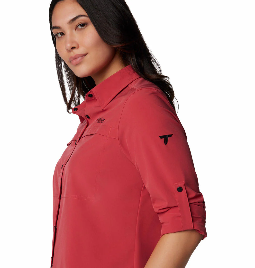 Columbia Women Red Summit Valley Woven Long Sleeve Shirt (Sun Protection) - Image 5