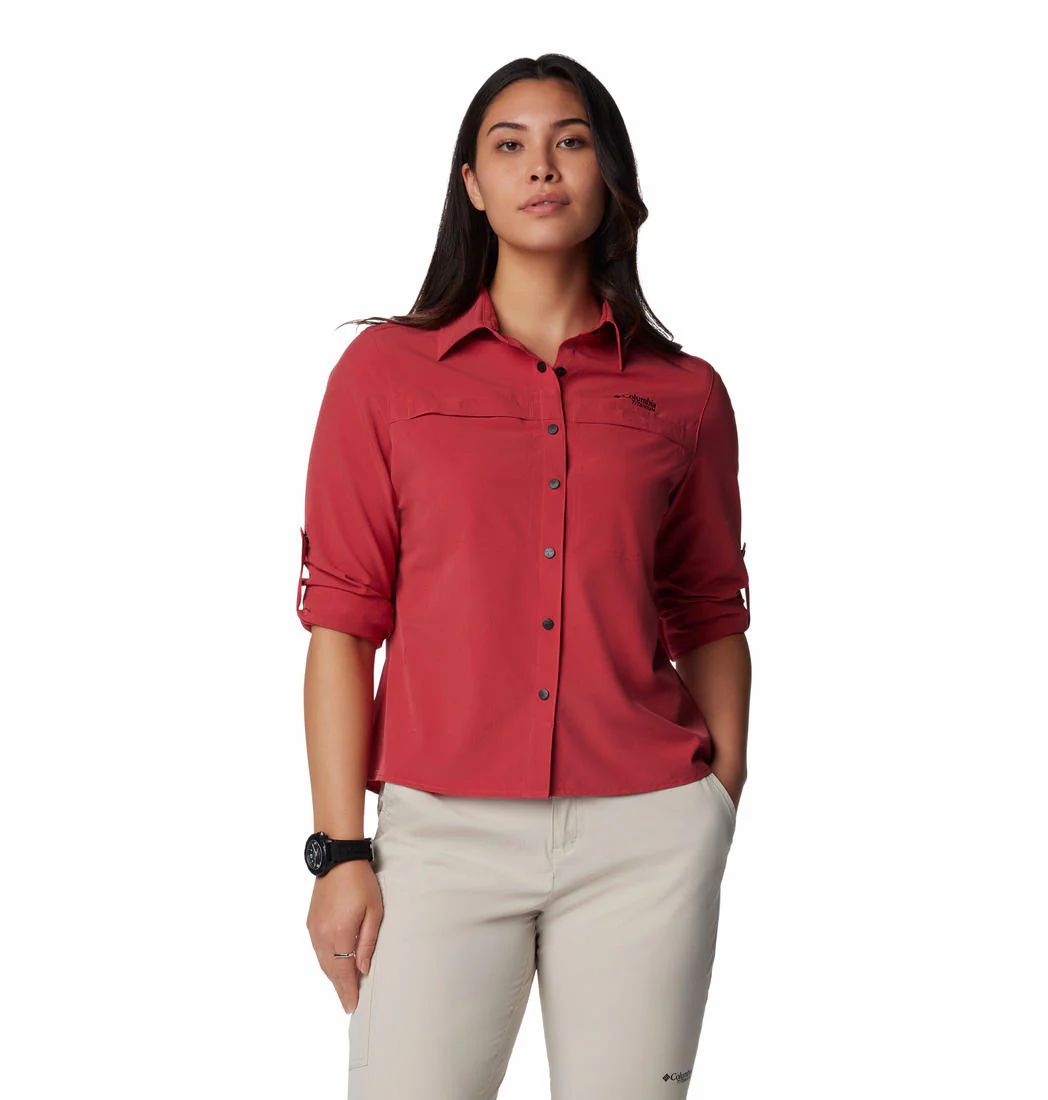 Columbia Women Red Summit Valley Woven Long Sleeve Shirt (Sun Protection) - Image 7