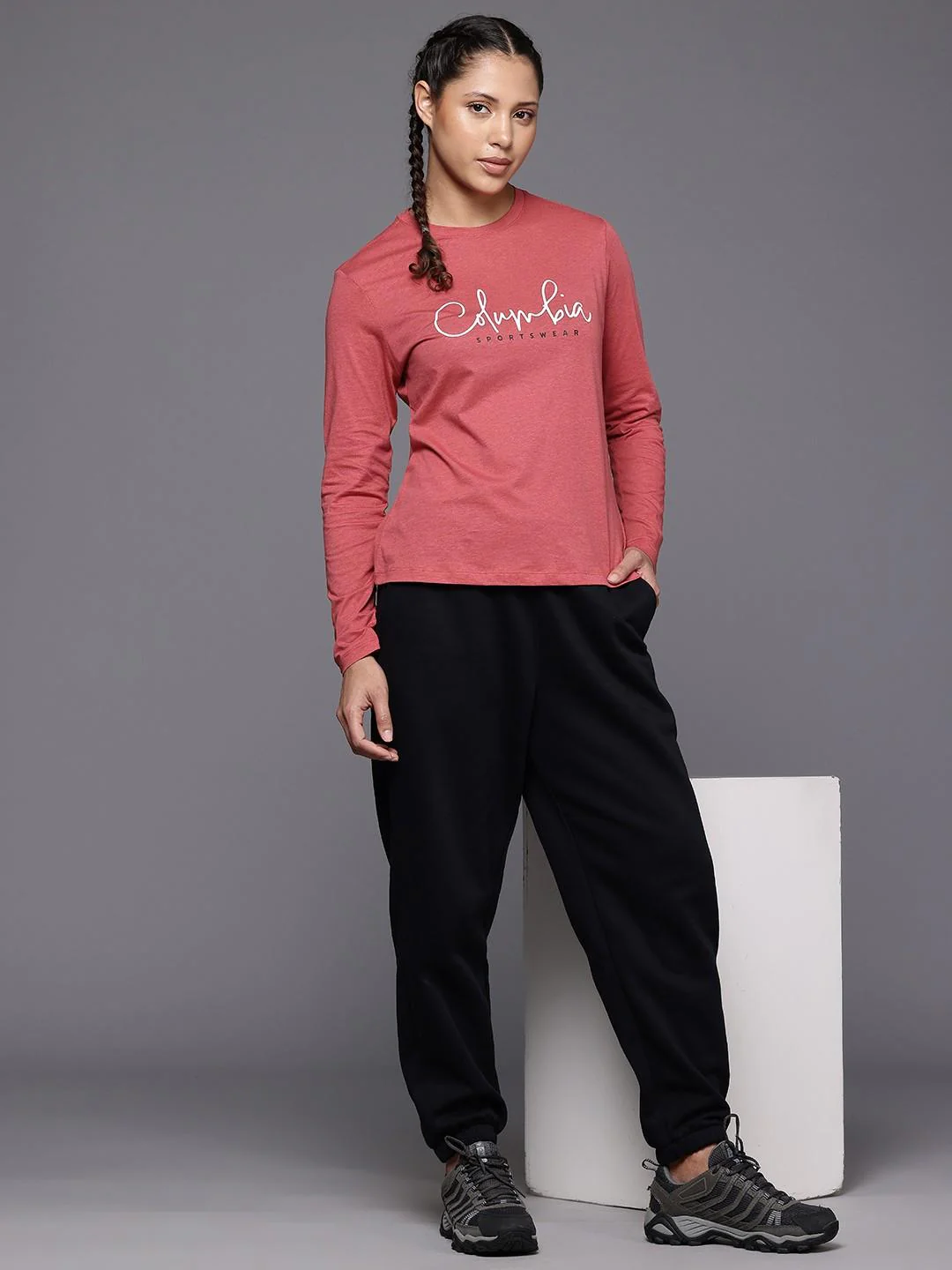 Columbia Women Red Columbia Trek Relaxed LS Tee - Image 4