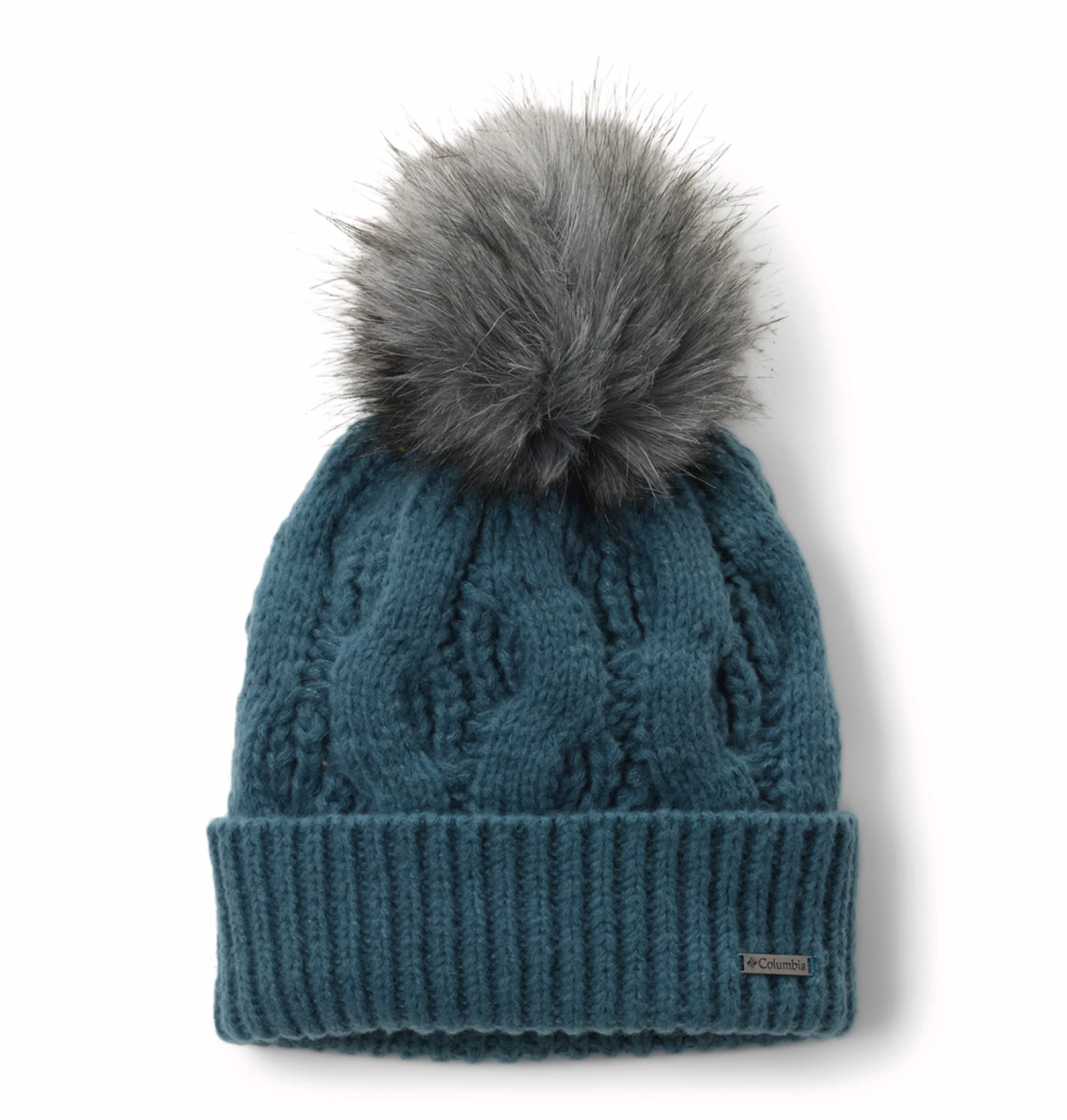 Columbia Womens Teal  Boundless Days Cable Knit Pom Beanie - Image 5