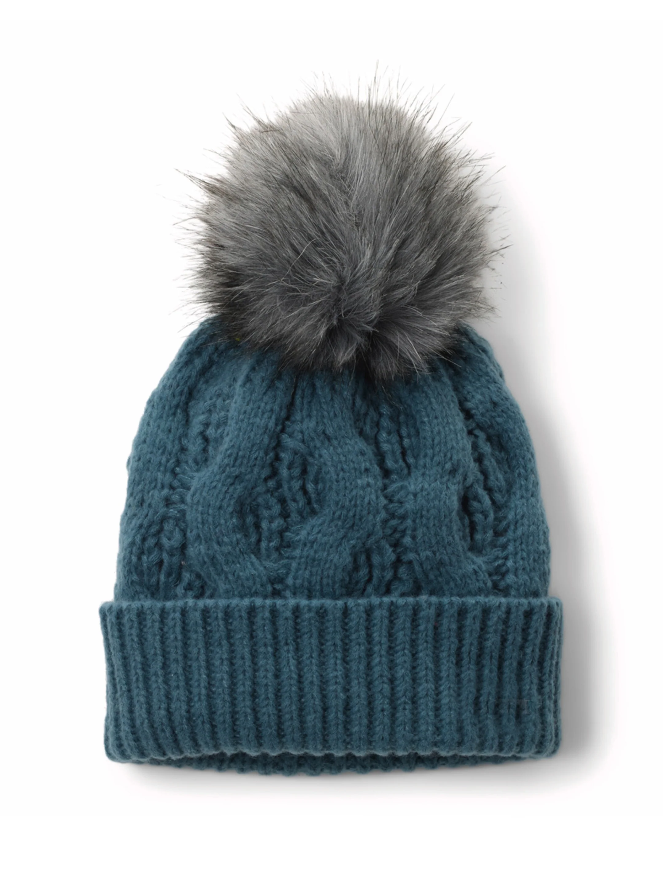 Columbia Womens Teal  Boundless Days Cable Knit Pom Beanie - Image 6