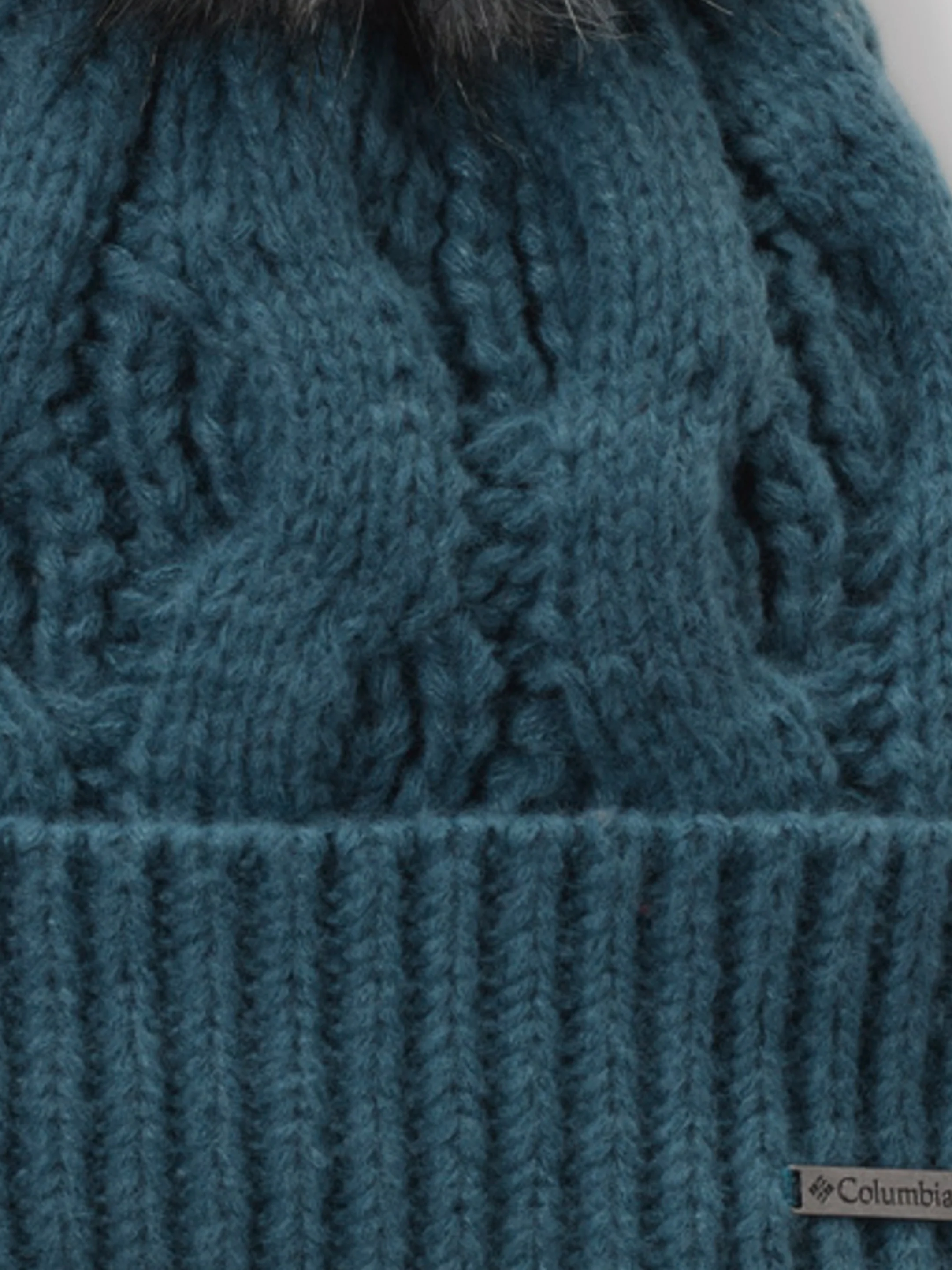 Columbia Womens Teal  Boundless Days Cable Knit Pom Beanie - Image 7