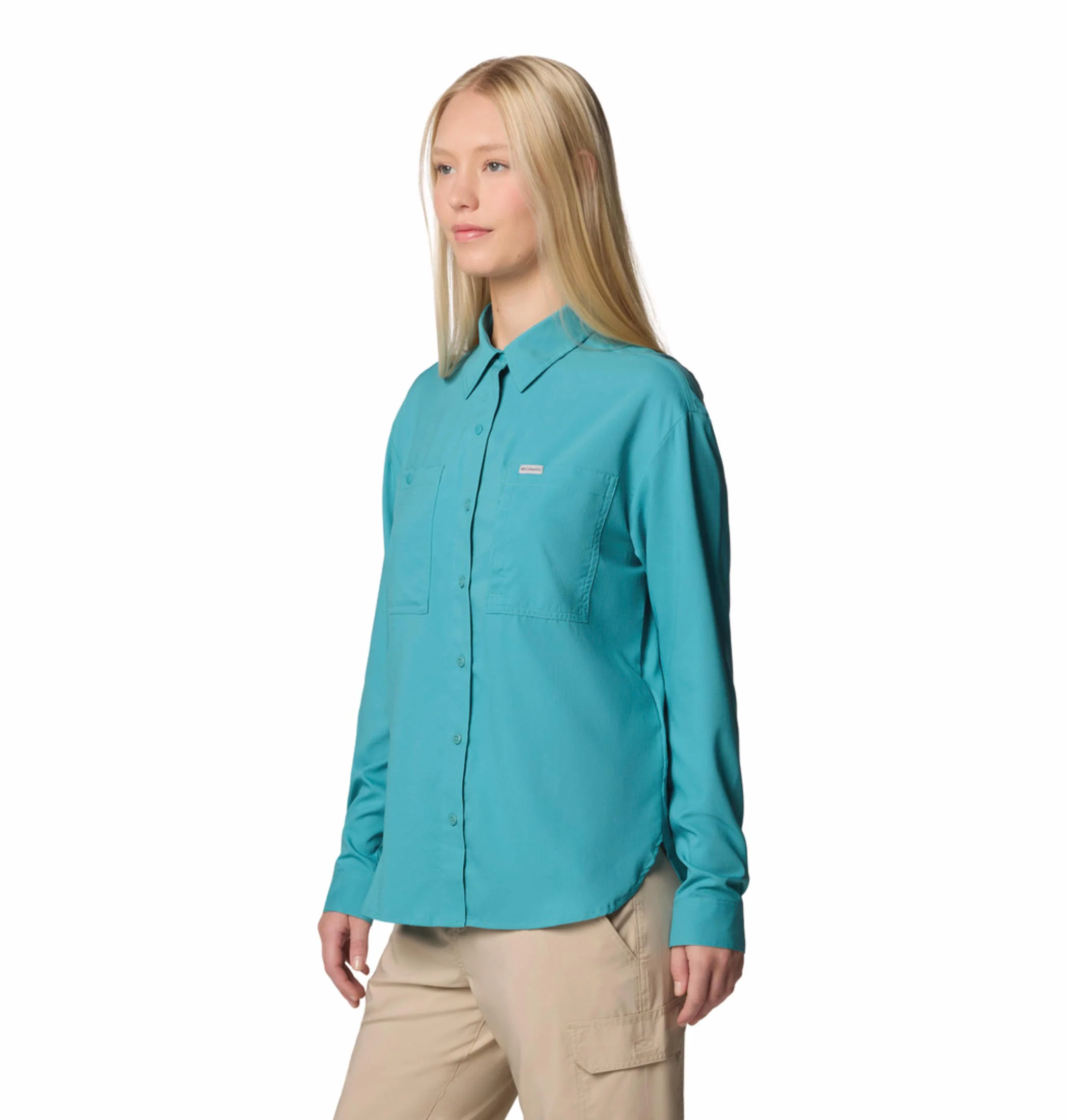Columbia Women Green Silver Ridge Utility LS Shirt (Sun Protection) - Image 3