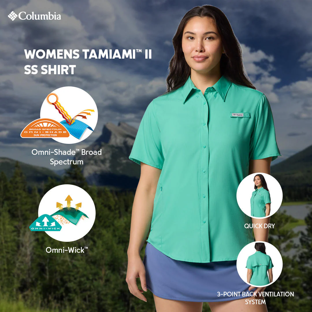 Columbia Women Green Womens Tamiami II SS Shirt (Sun Protection) - Image 2