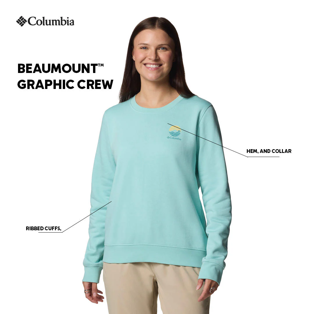 Columbia Women Blue Beaumount Graphic Crew - Image 2