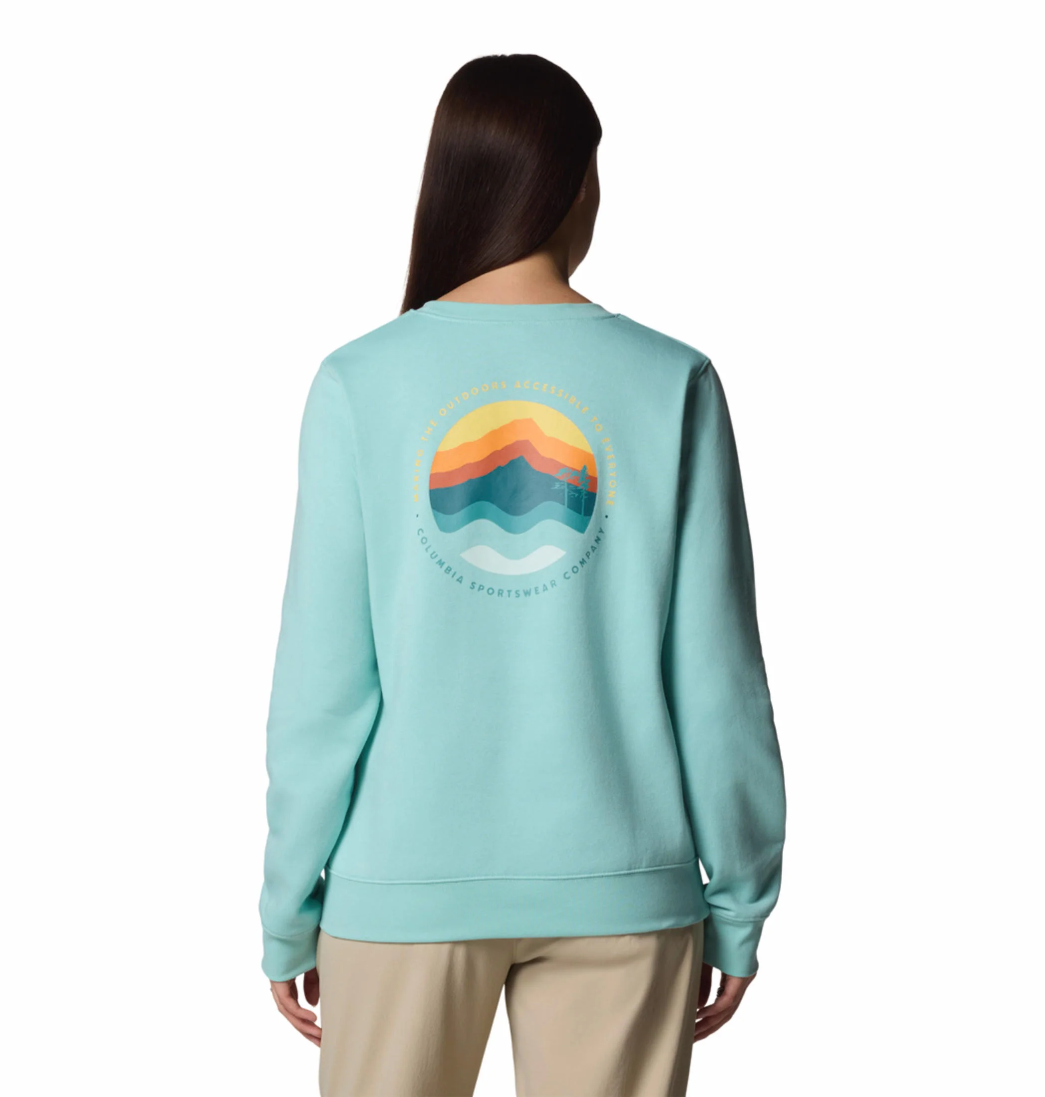 Columbia Women Blue Beaumount Graphic Crew - Image 5
