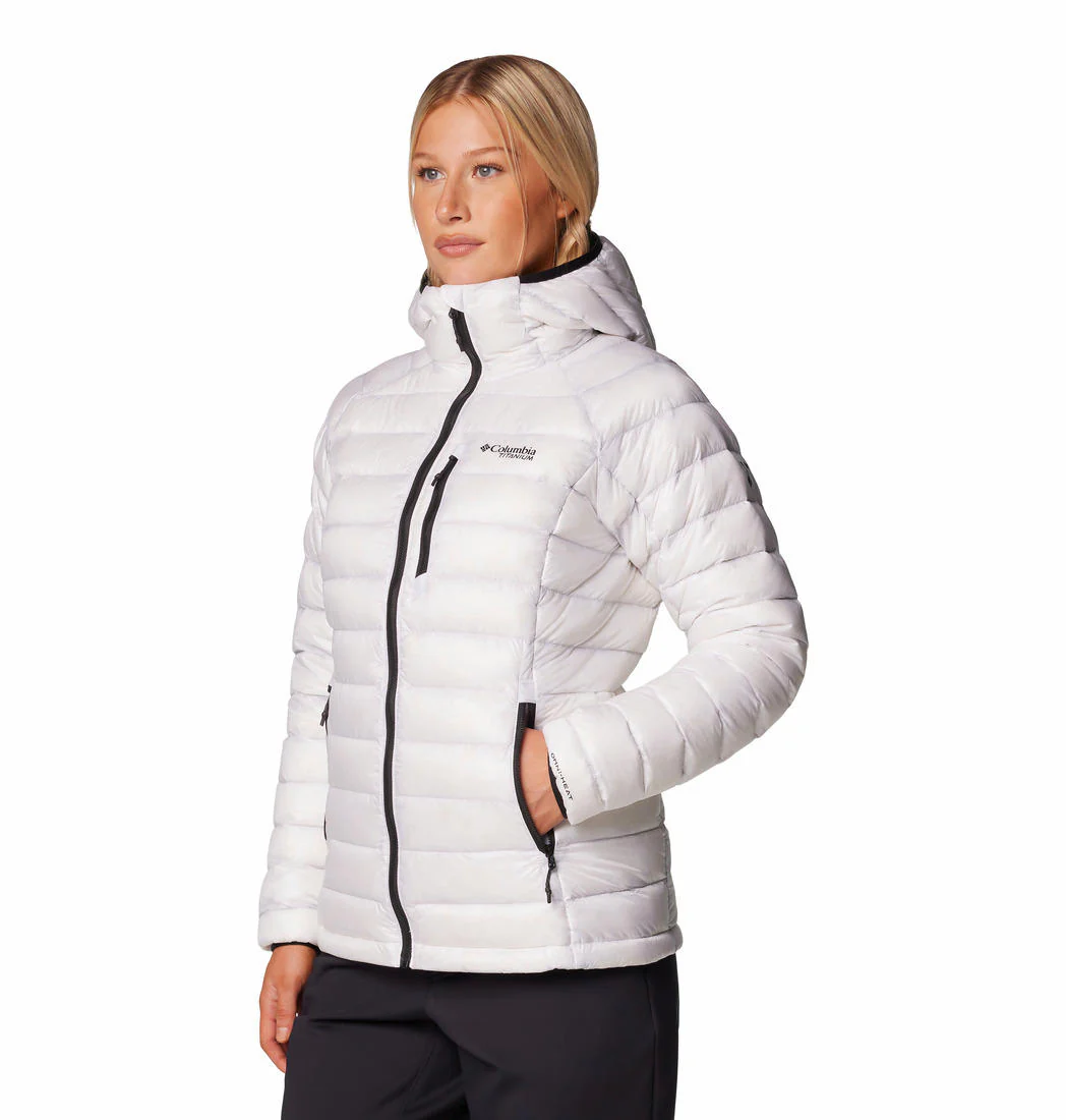 Columbia Women White Arctic Crest Down Hooded Jacket - Image 3