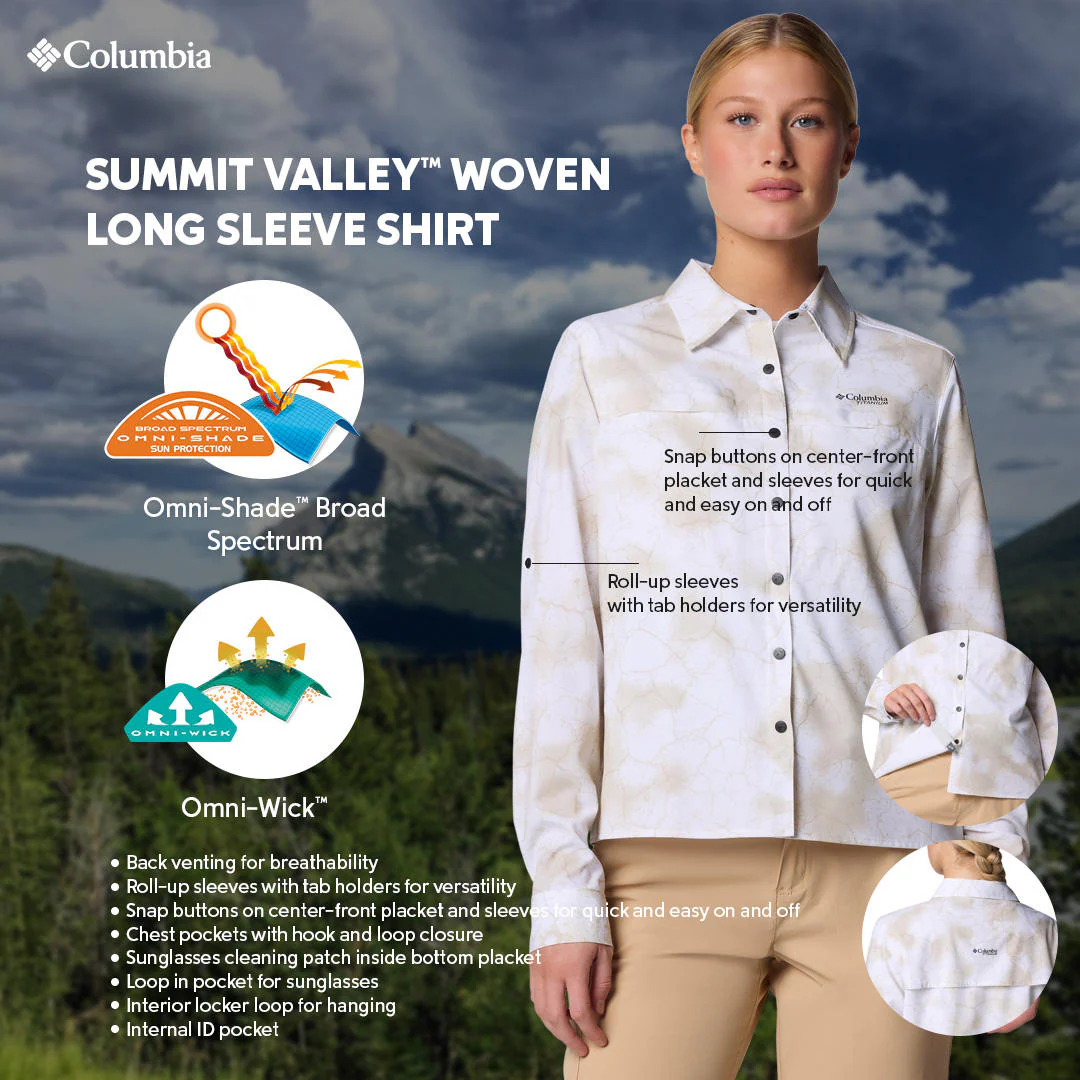 Columbia Women White Summit Valley Woven Long Sleeve Shirt (Sun Protection) - Image 2