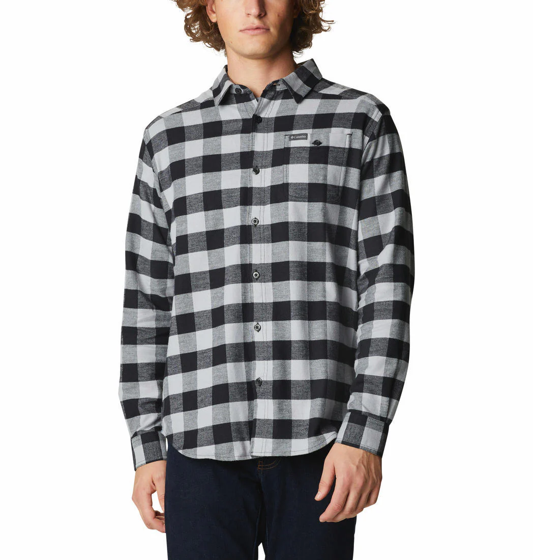 Columbia Men Grey Cornell Woods Flannel Long Sleeve Shirt - Image 4