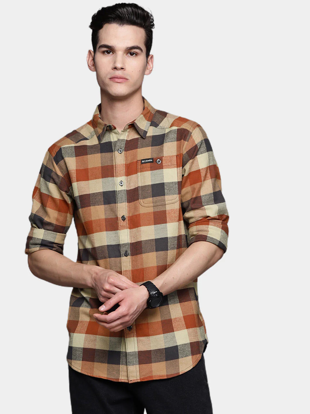 Columbia Men Brown Cornell Woods Flannel Long Sleeve Shirt - Image 10