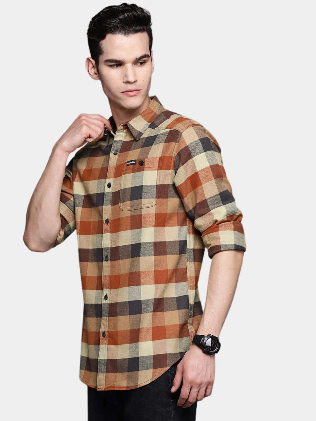 Columbia Men Brown Cornell Woods Flannel Long Sleeve Shirt - Image 12