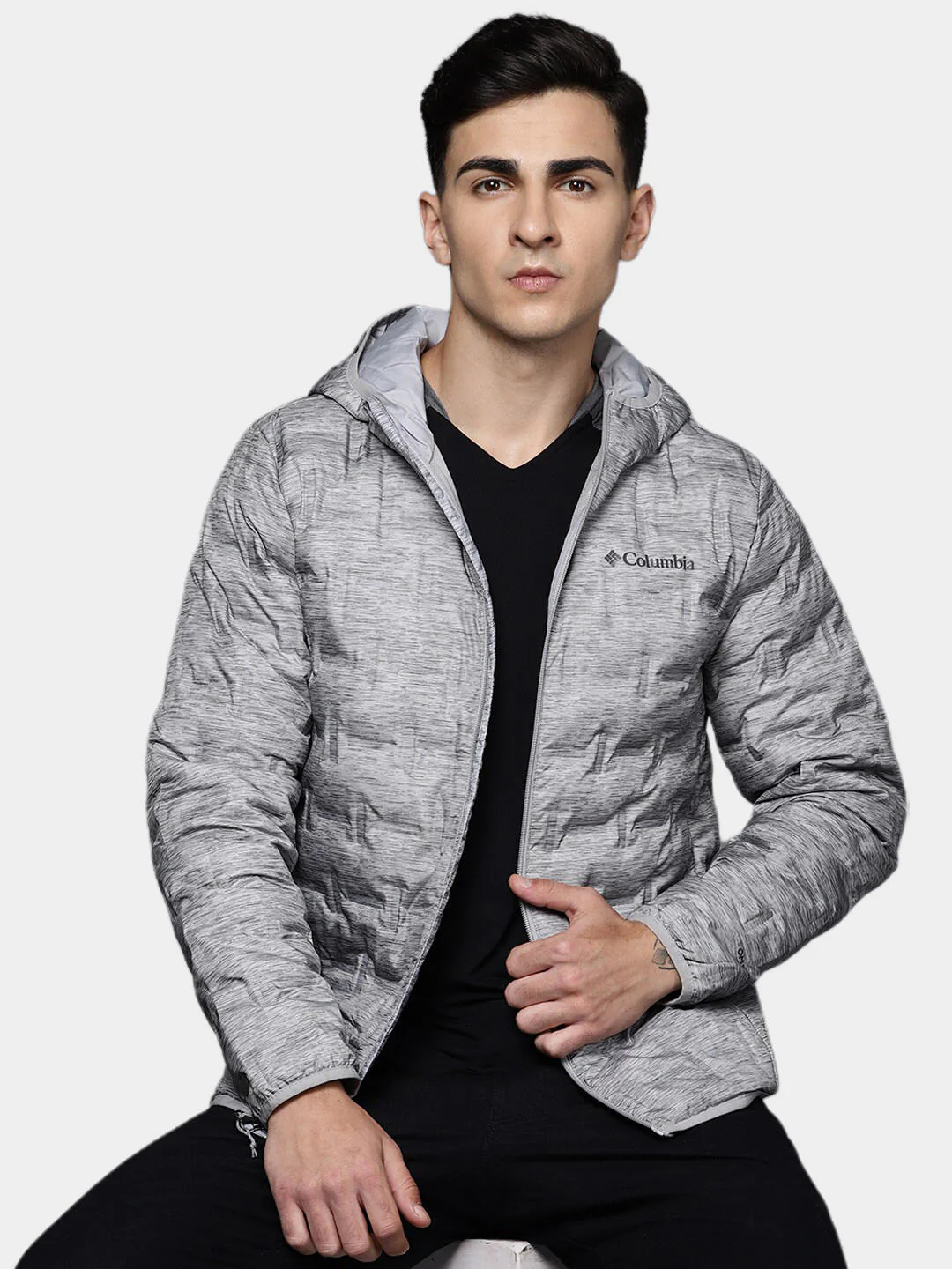 Columbia Men Grey Delta Ridge Down Hooded Jacket - Image 8