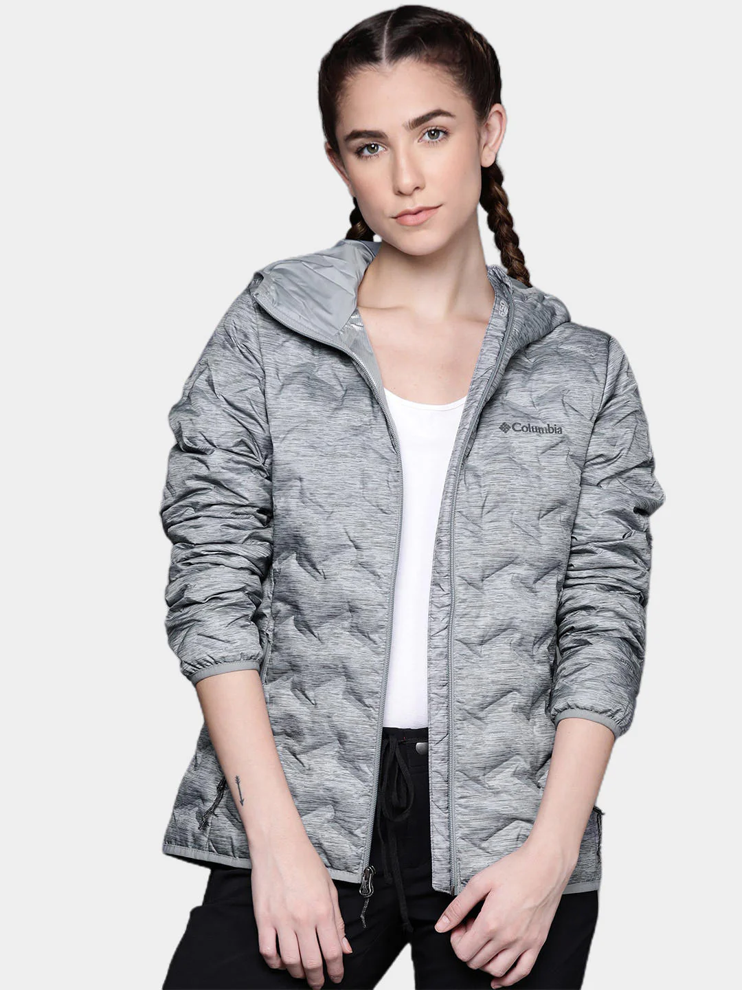 Columbia Women Grey Delta Ridge Down Hooded Jacket - Image 7