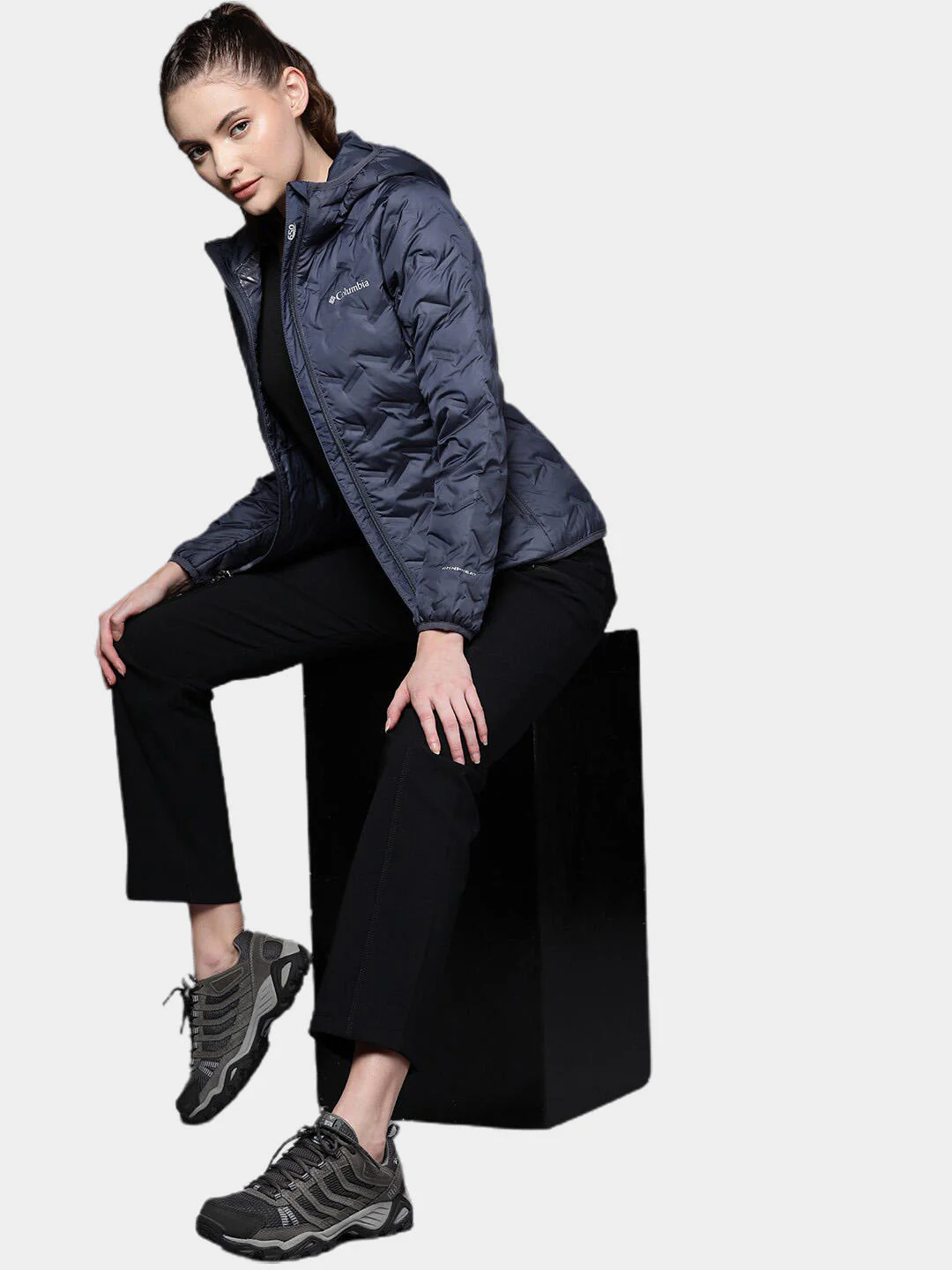 Columbia Women Navy Blue Delta Ridge Down Hooded Jacket - Image 10