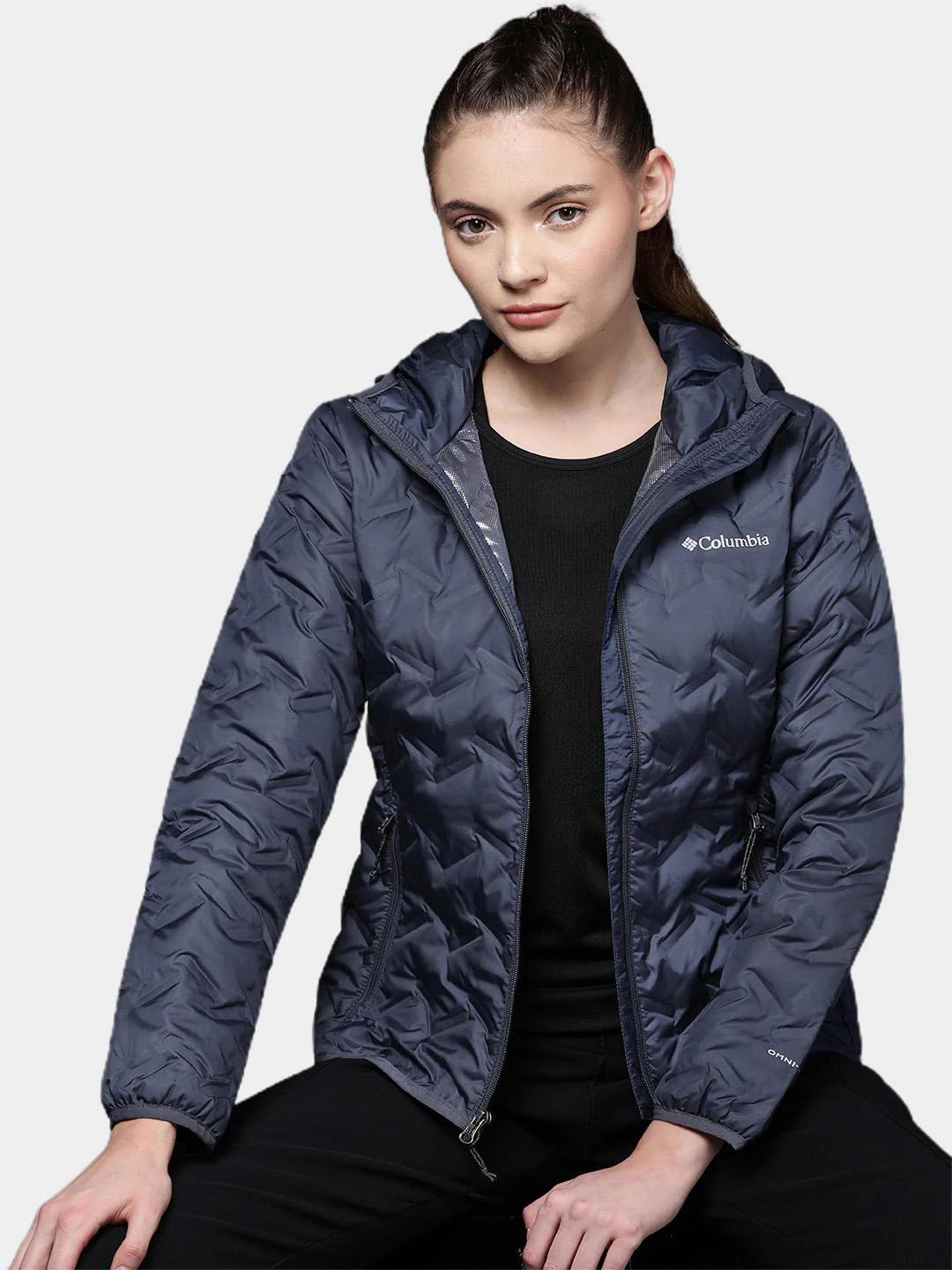 Columbia Women Navy Blue Delta Ridge Down Hooded Jacket - Image 8