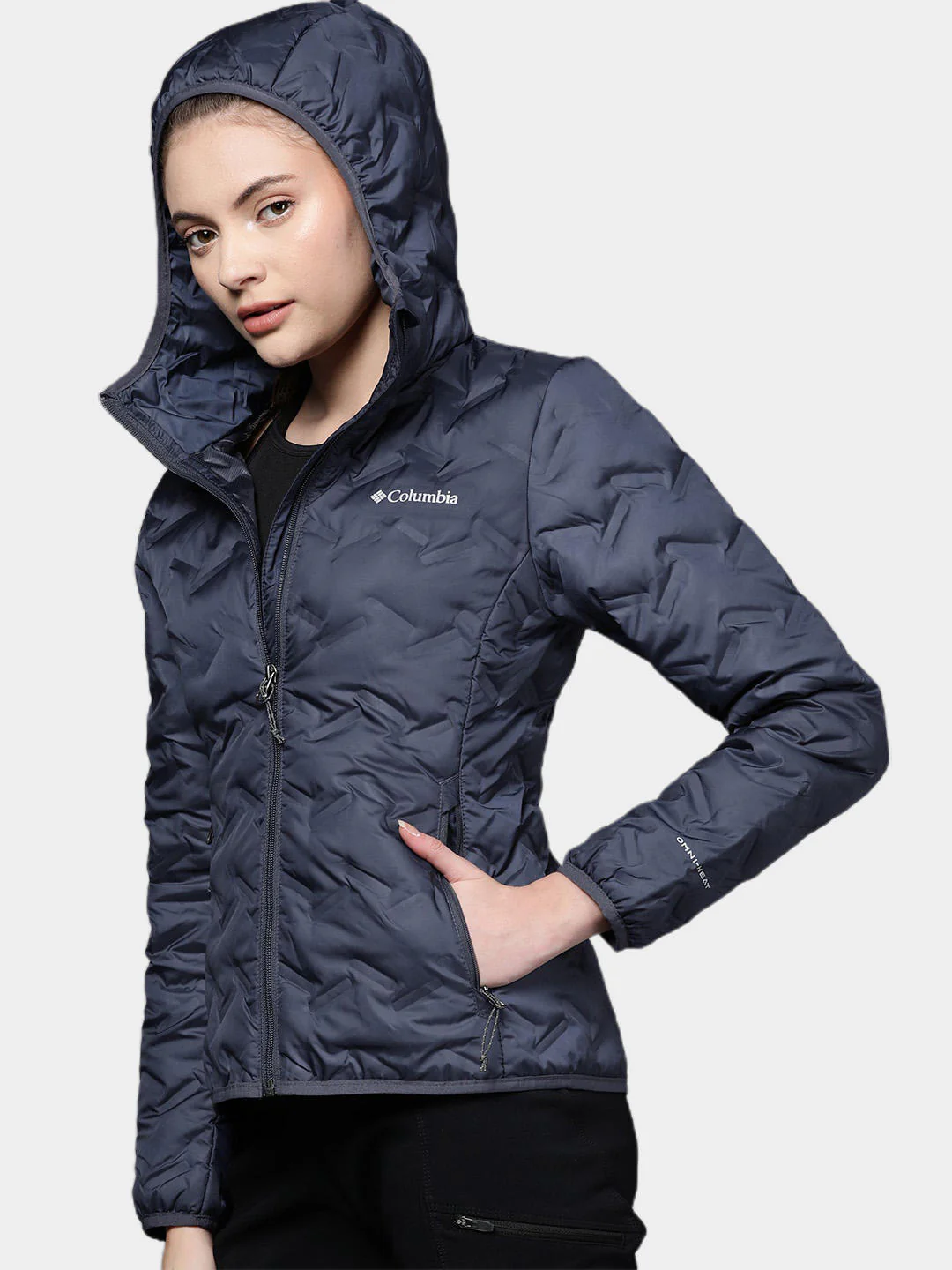 Columbia Women Navy Blue Delta Ridge Down Hooded Jacket - Image 9