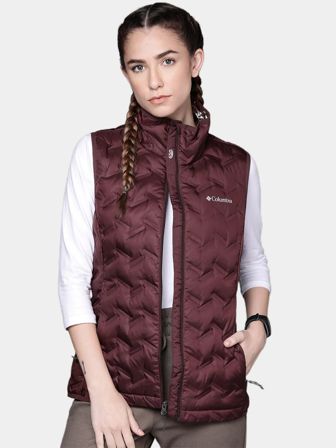 Columbia Women Maroon Delta Ridge Down Vest - Image 7