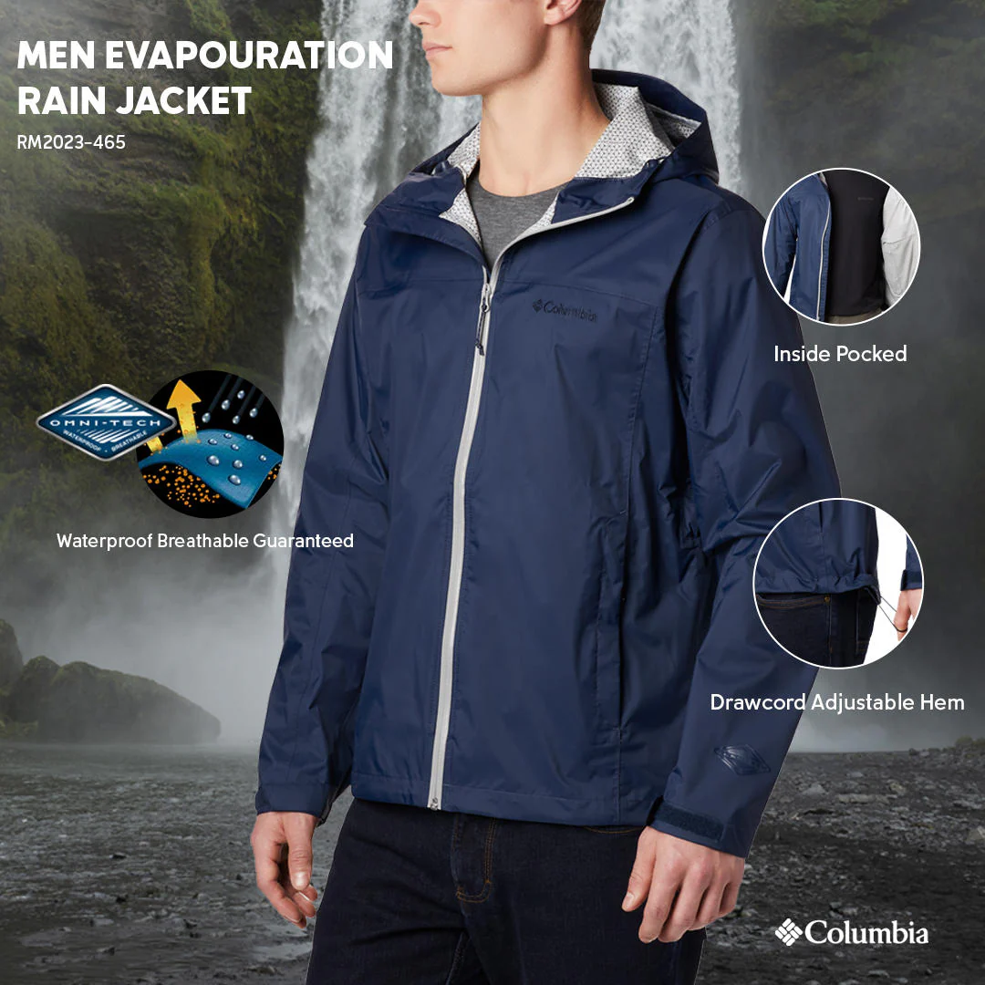 Columbia Men Blue EvaPOURation Jacket Waterproof - Image 2