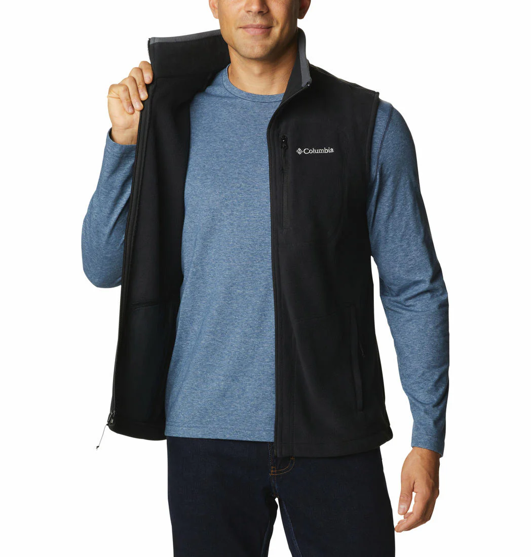 Columbia Men Black Fast Trek Fleece Vest - Image 4