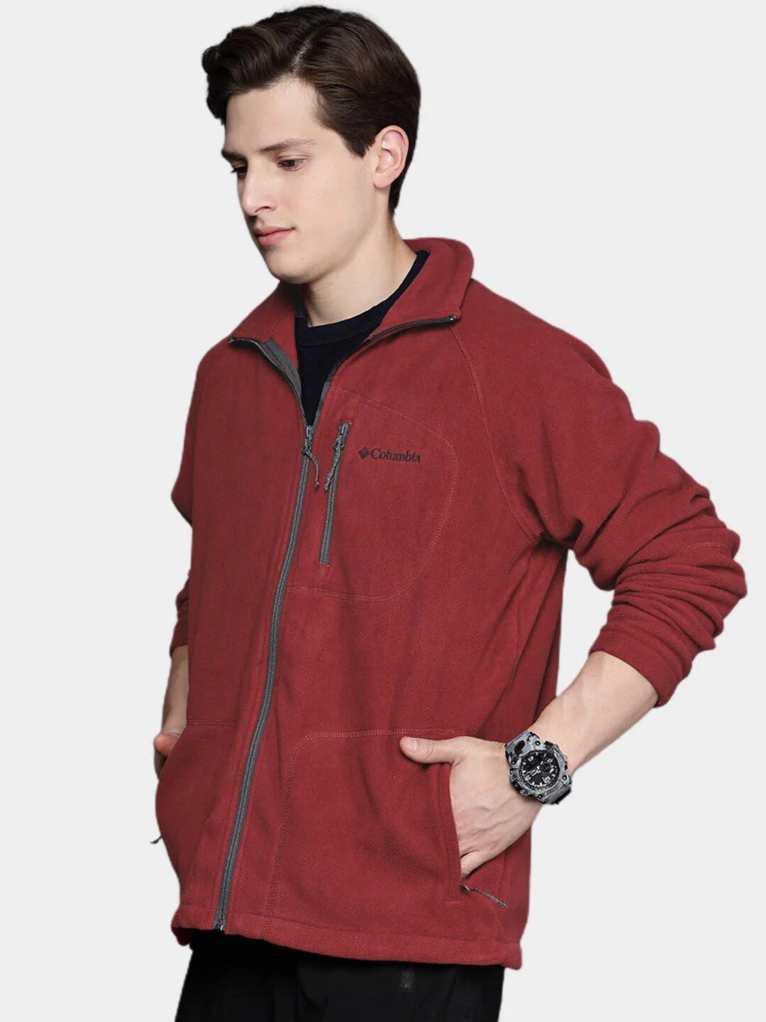 Columbia Men Pink Fast Trek II Full Zip Fleece - Image 11