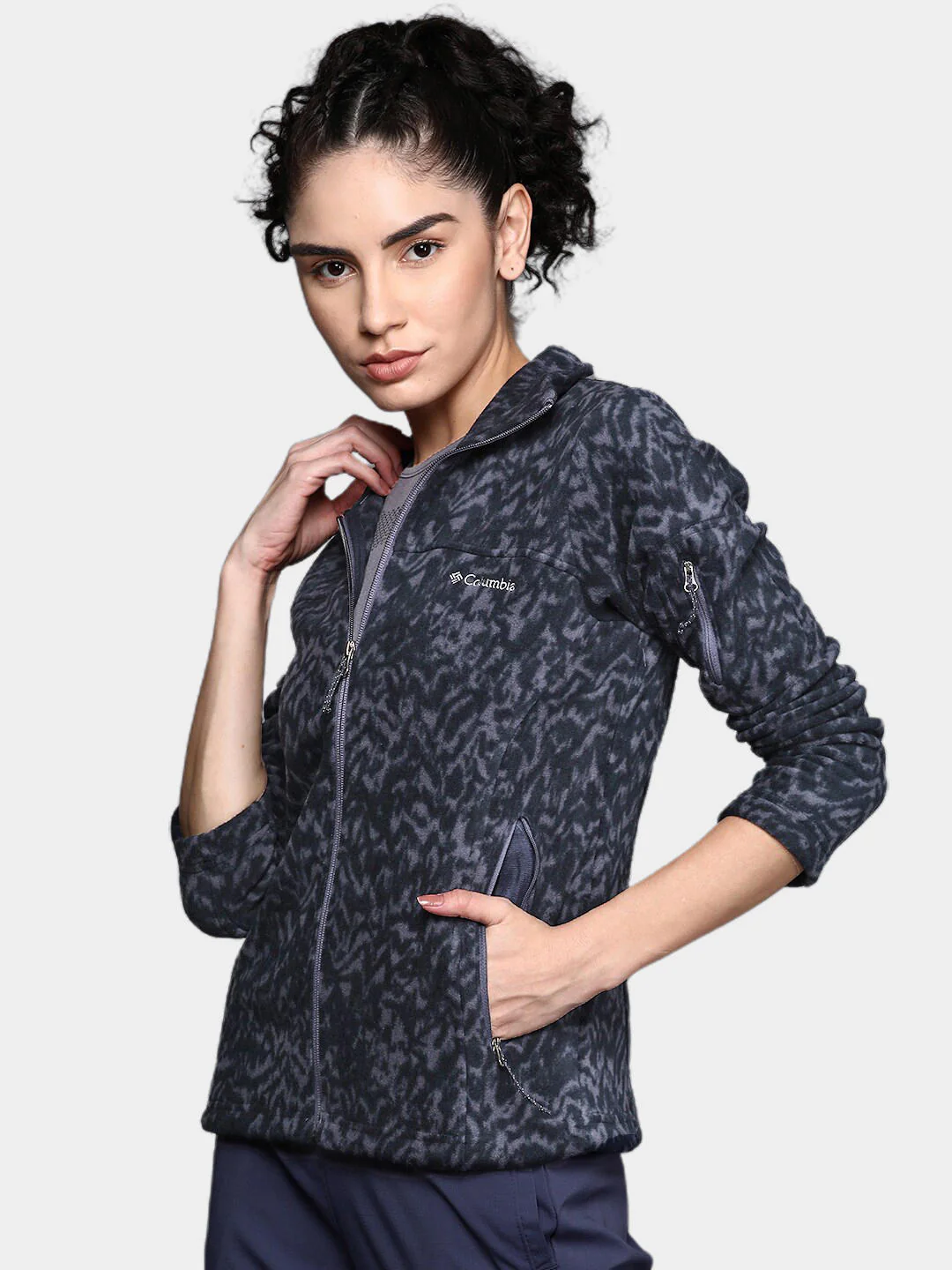 Columbia Women Navy Blue Fast Trek Printed Jkt - Image 10
