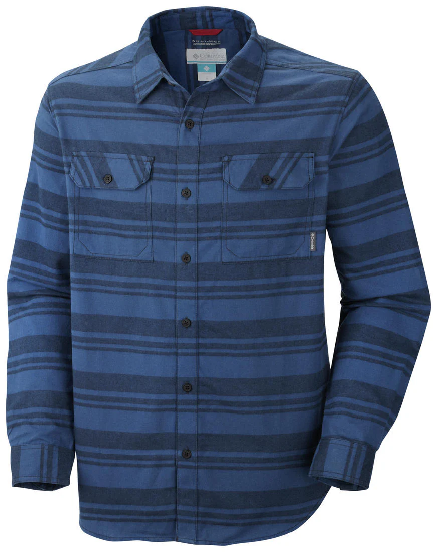 Columbia Men Navy Blue Flare Gun Flannel III Long Sleeve Shirt