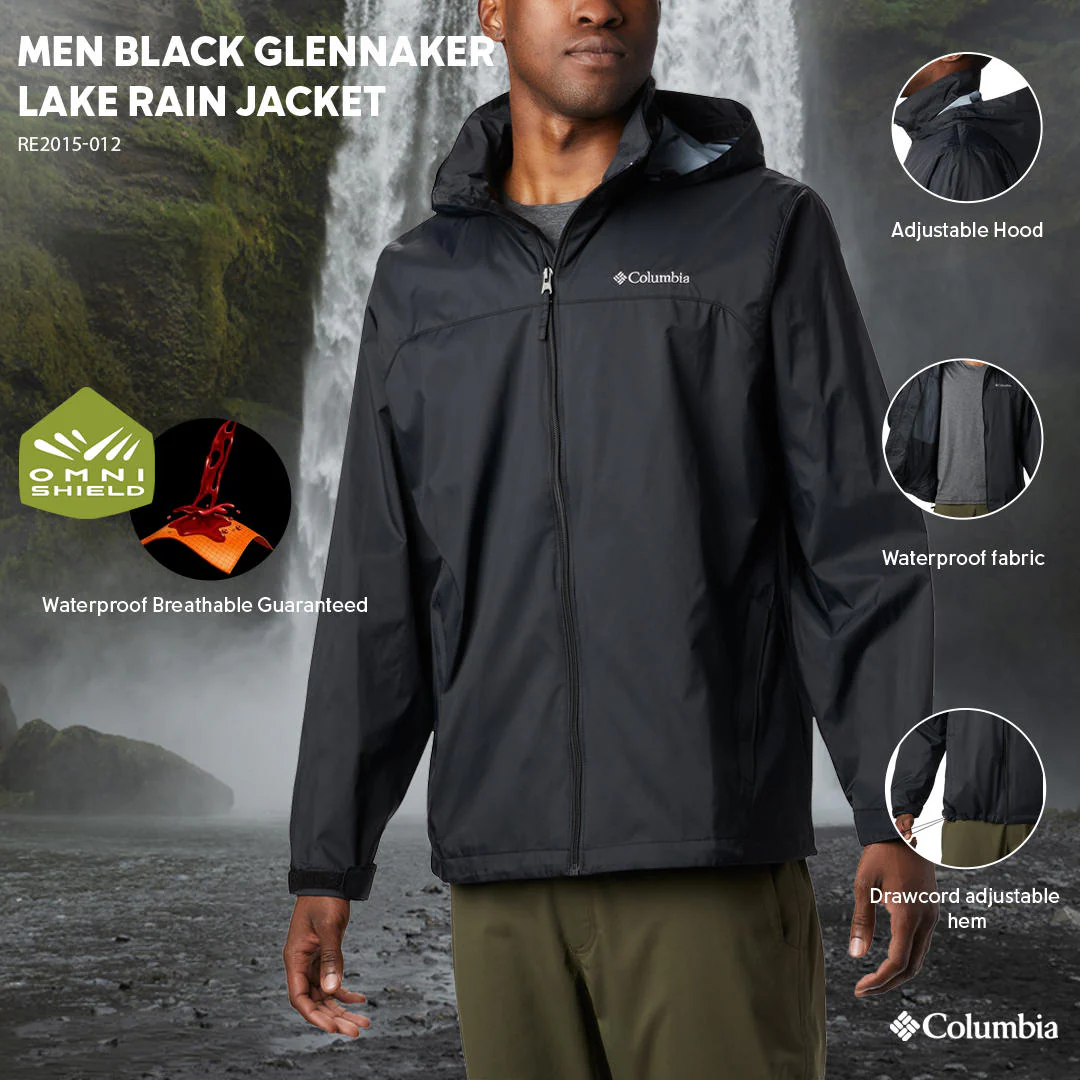 Columbia Men Black Glennaker Lake Rain Jacket - Image 2