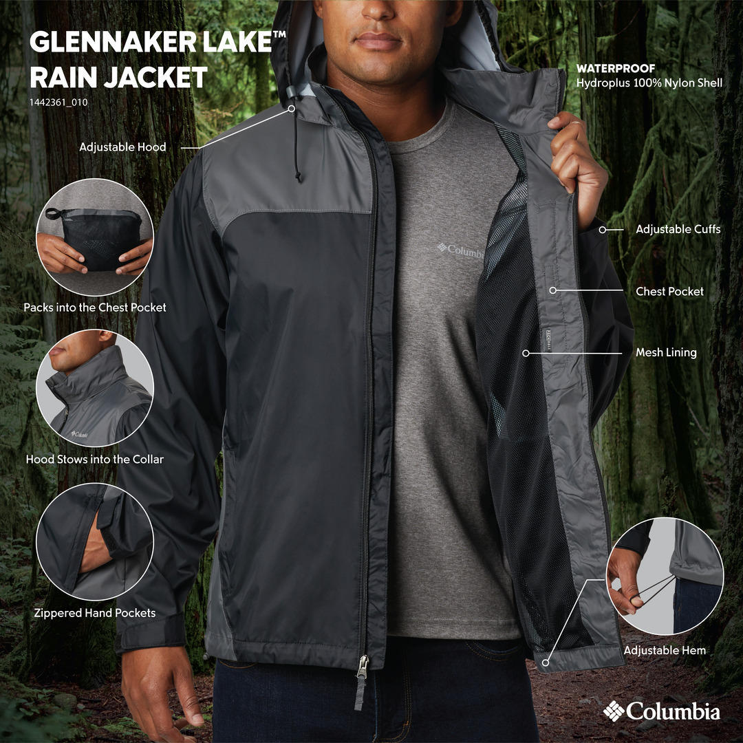 Columbia Men Black Glennaker Lake Rain Jacket - Image 2