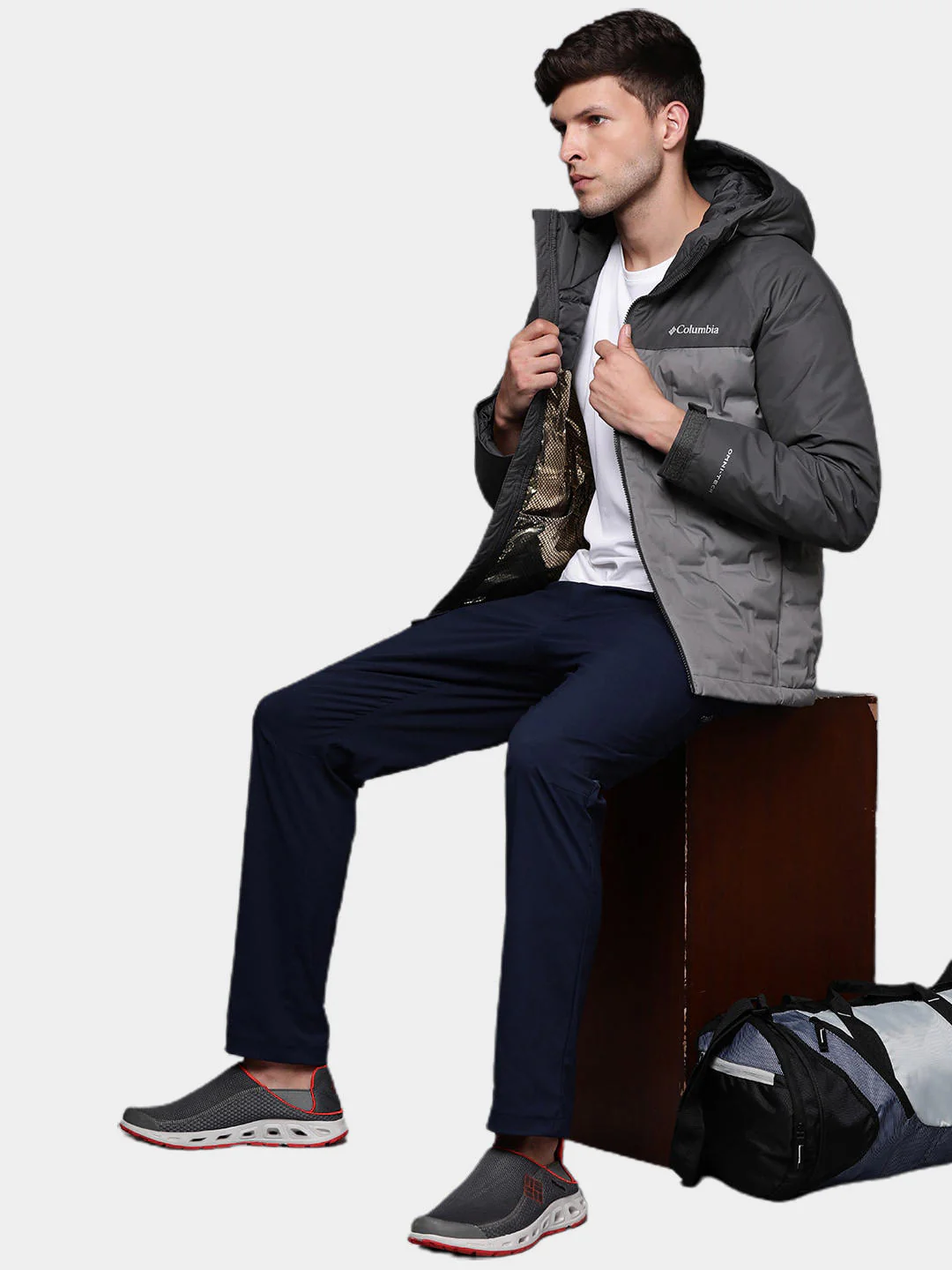 Columbia Men Grey Grand Trek II Down Hooded Jacket - Image 11