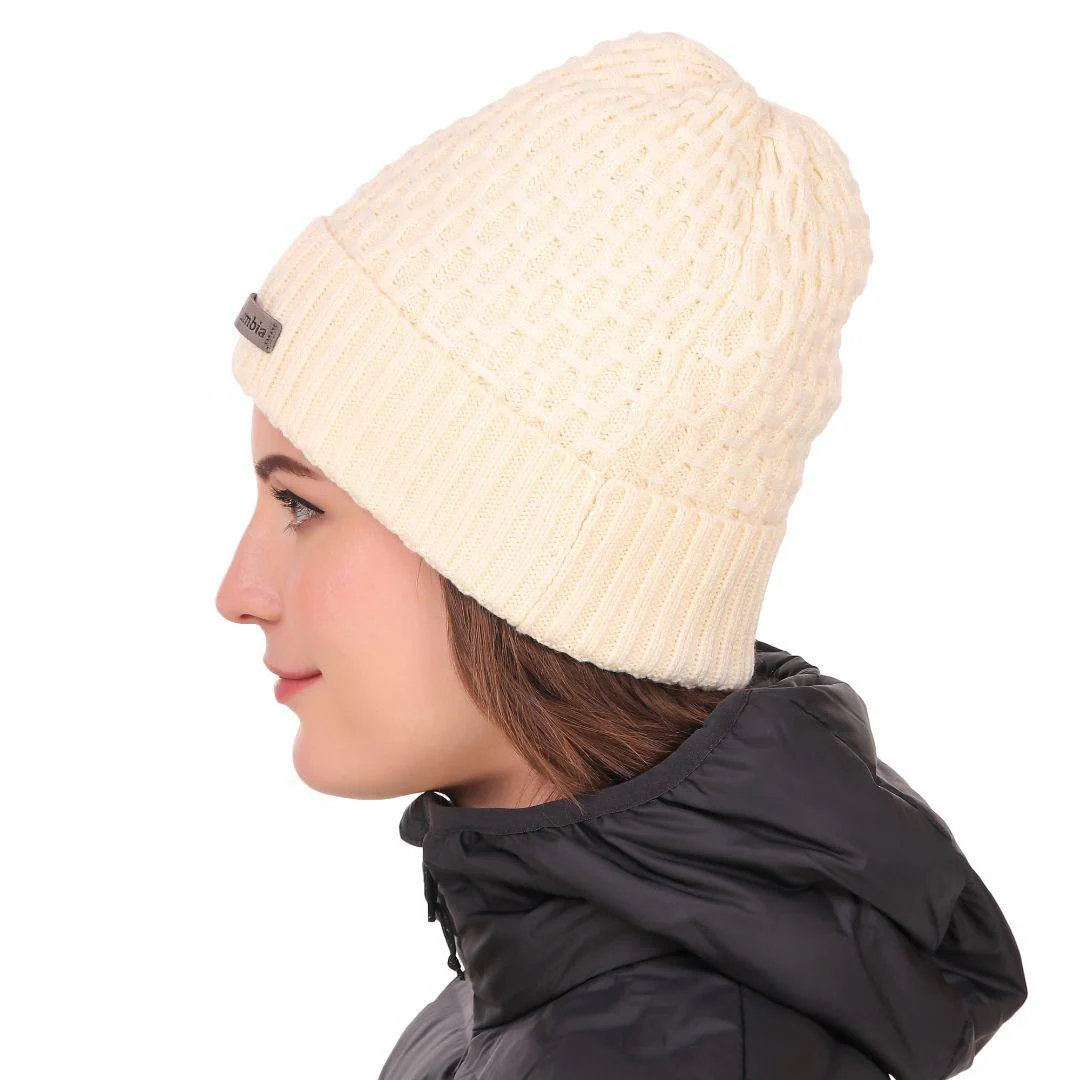 Columbia Unisex White Hideaway Haven Cabled Beanie - Image 4