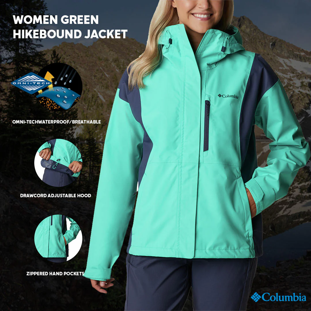 Columbia Women Green Hikebound Jacket Waterproof - Image 2