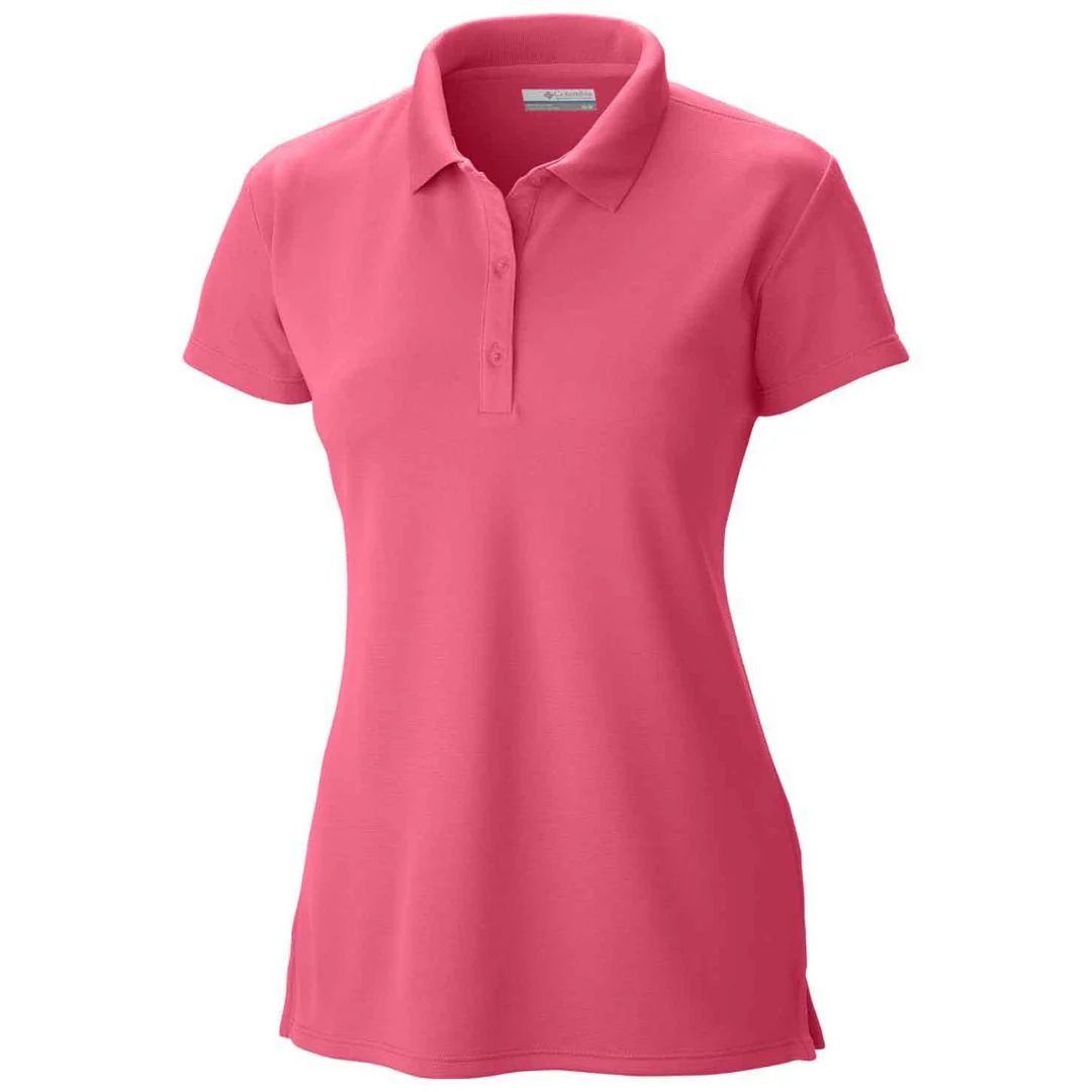 Columbia Women Red Innisfree SS Polo (Sun Protection)
