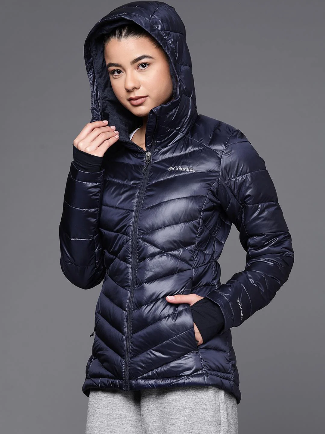 Columbia Women Navy Blue Joy Peak Hooded Jacket - Image 3