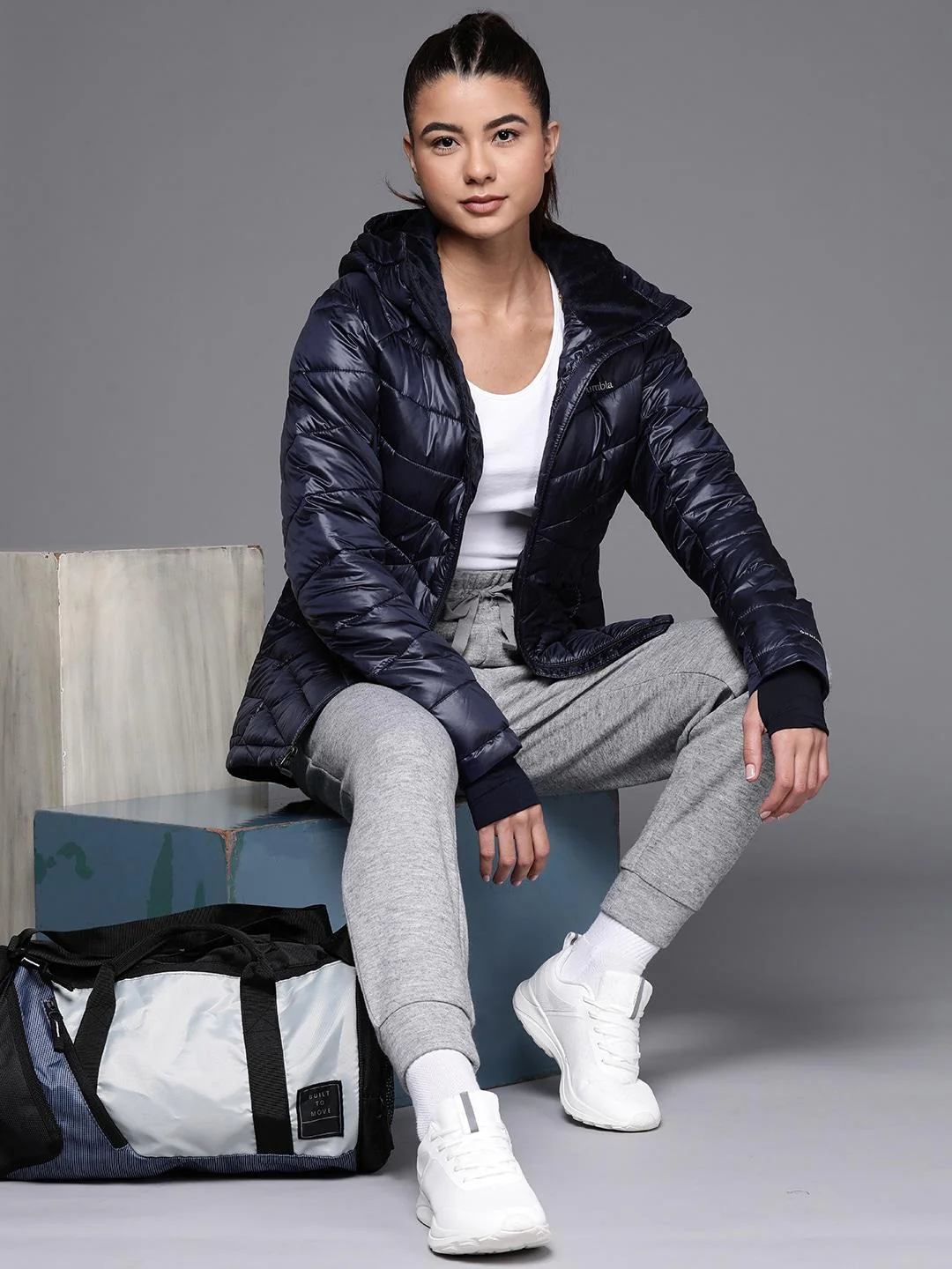 Columbia Women Navy Blue Joy Peak Hooded Jacket - Image 5