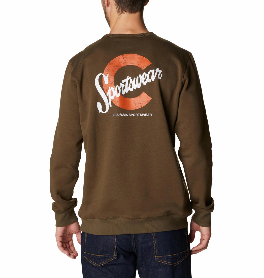 Columbia Men Olive M Columbia Logo Fleece Crew (Sun Protection) - Image 2