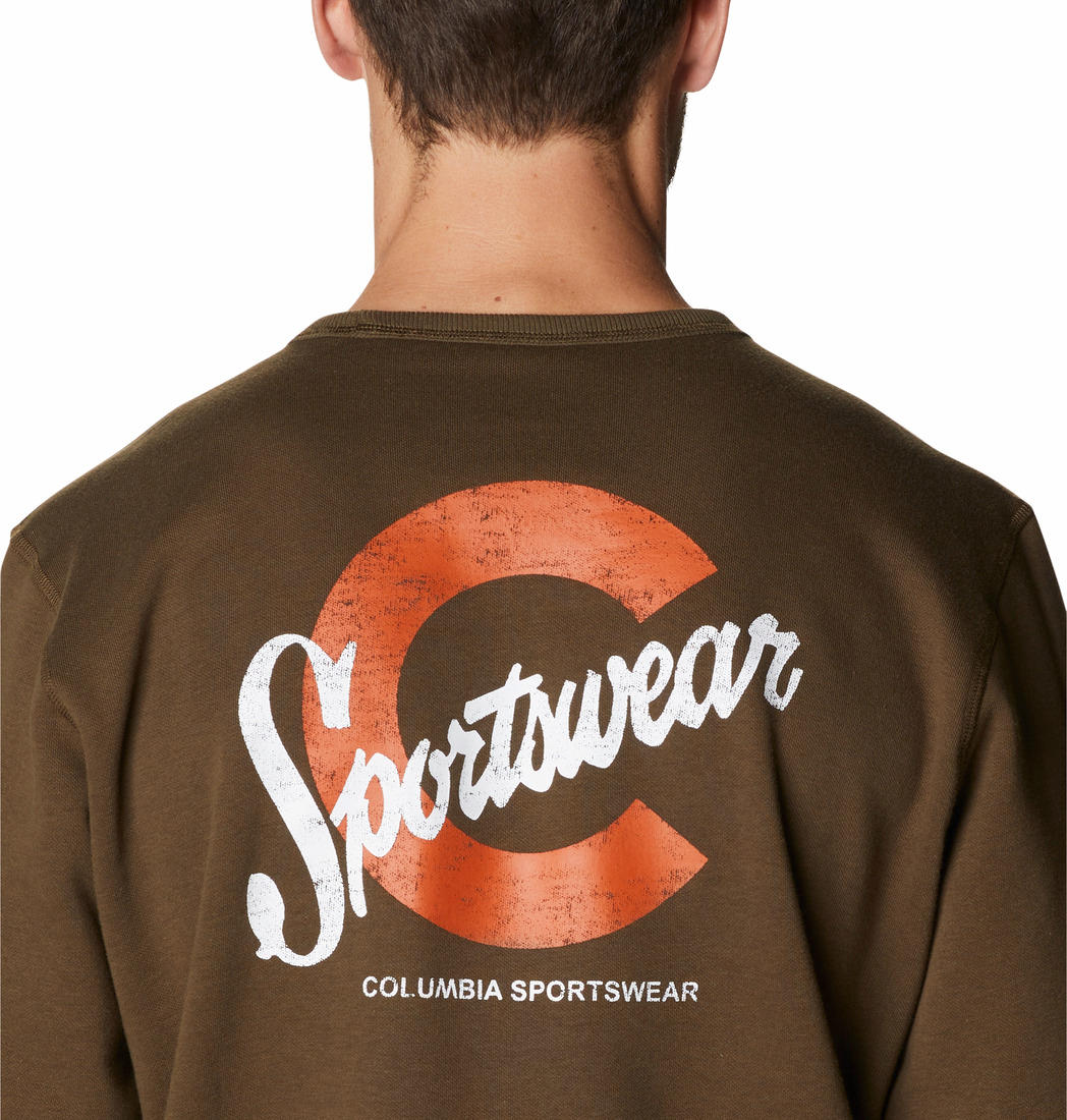 Columbia Men Olive M Columbia Logo Fleece Crew (Sun Protection) - Image 6