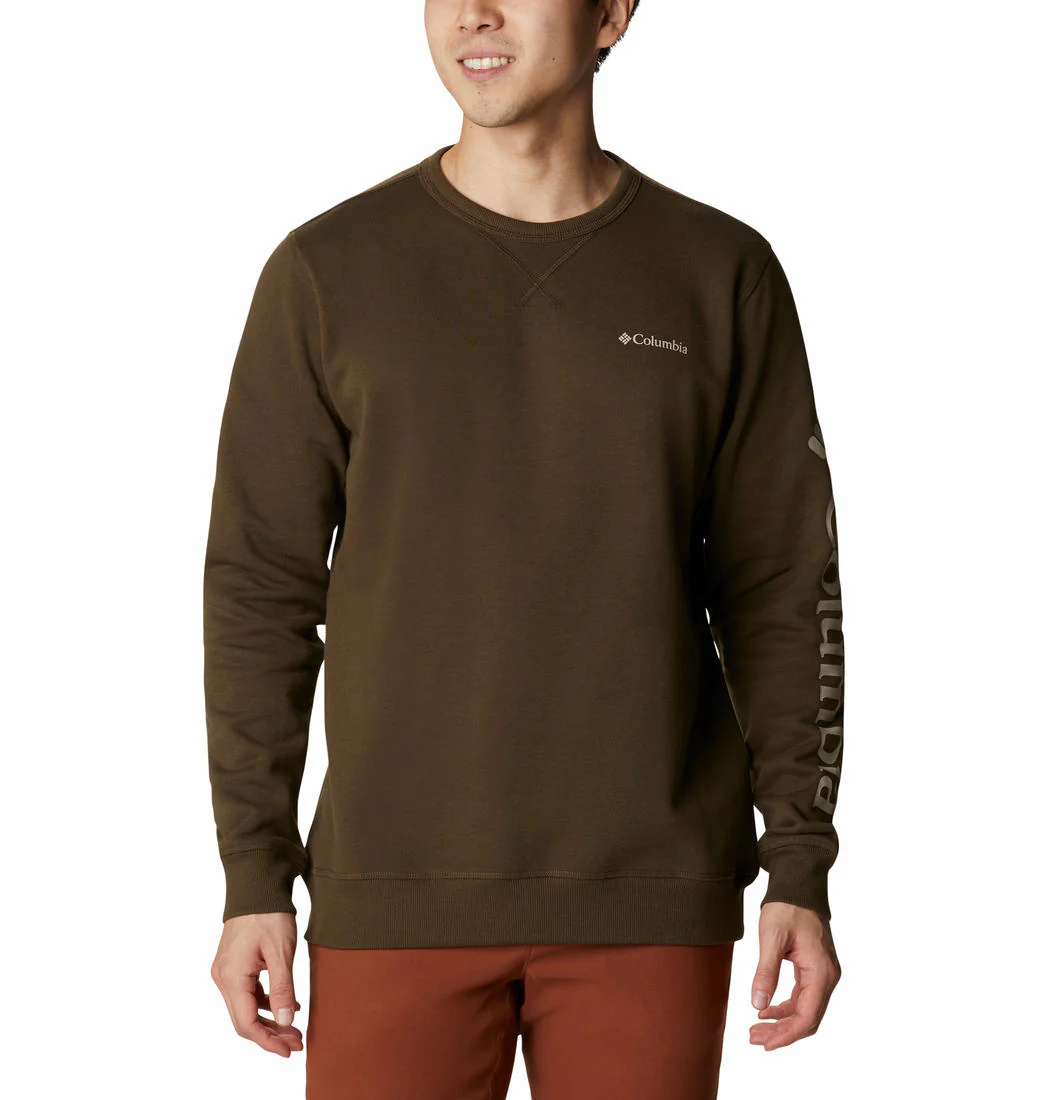 Columbia Men Olive M Columbia Logo Fleece Crew (Sun Protection)