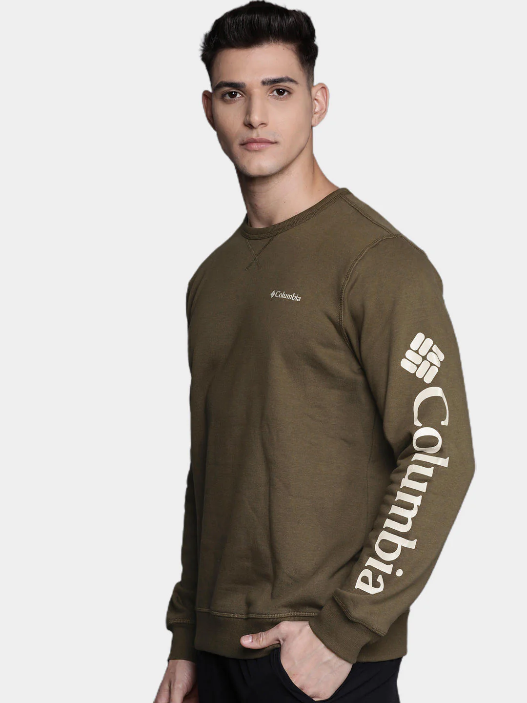 Columbia Men Olive M Columbia Logo Fleece Crew (Sun Protection) - Image 9