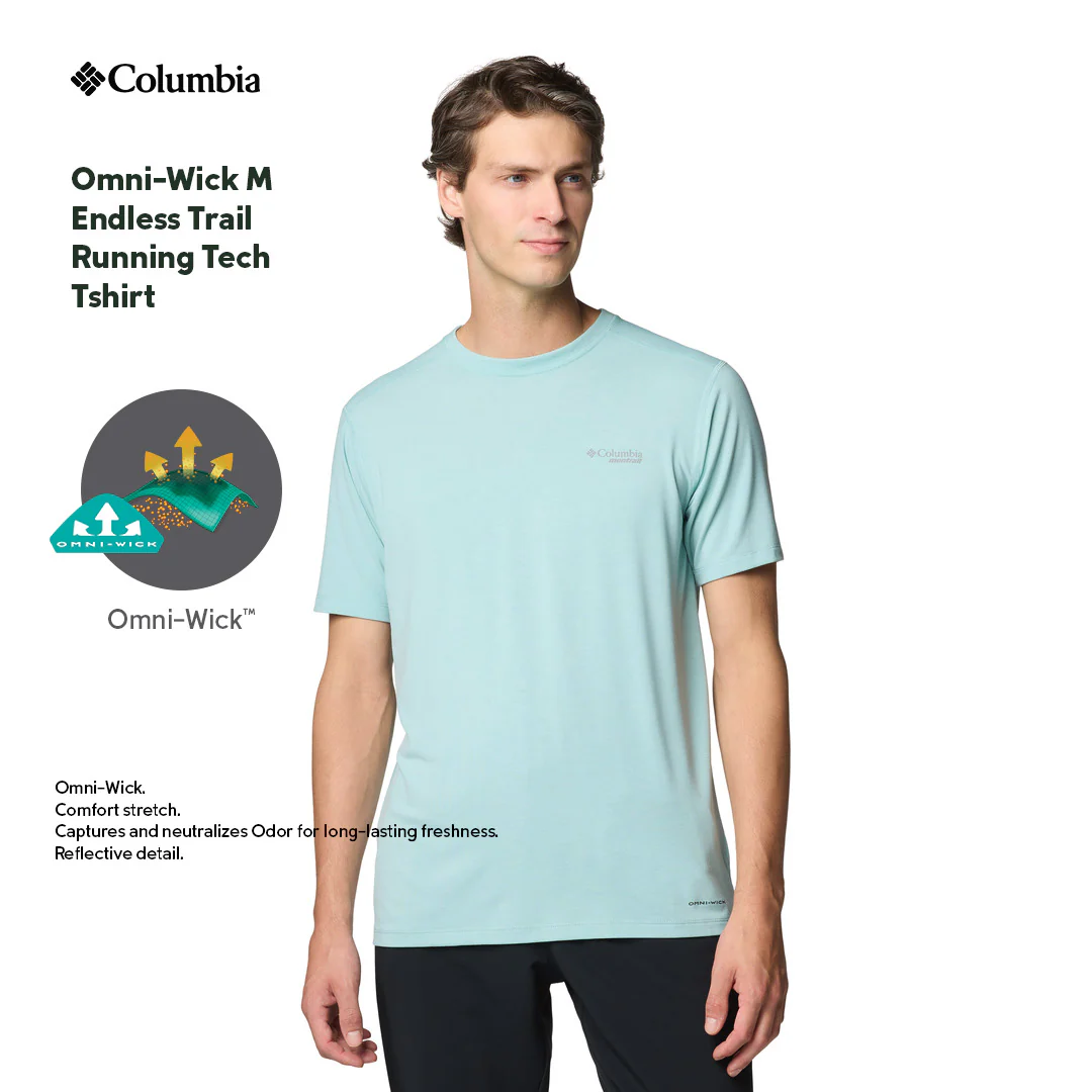 Columbia Men Blue M Endless Trail Running Tech Tee - Image 4