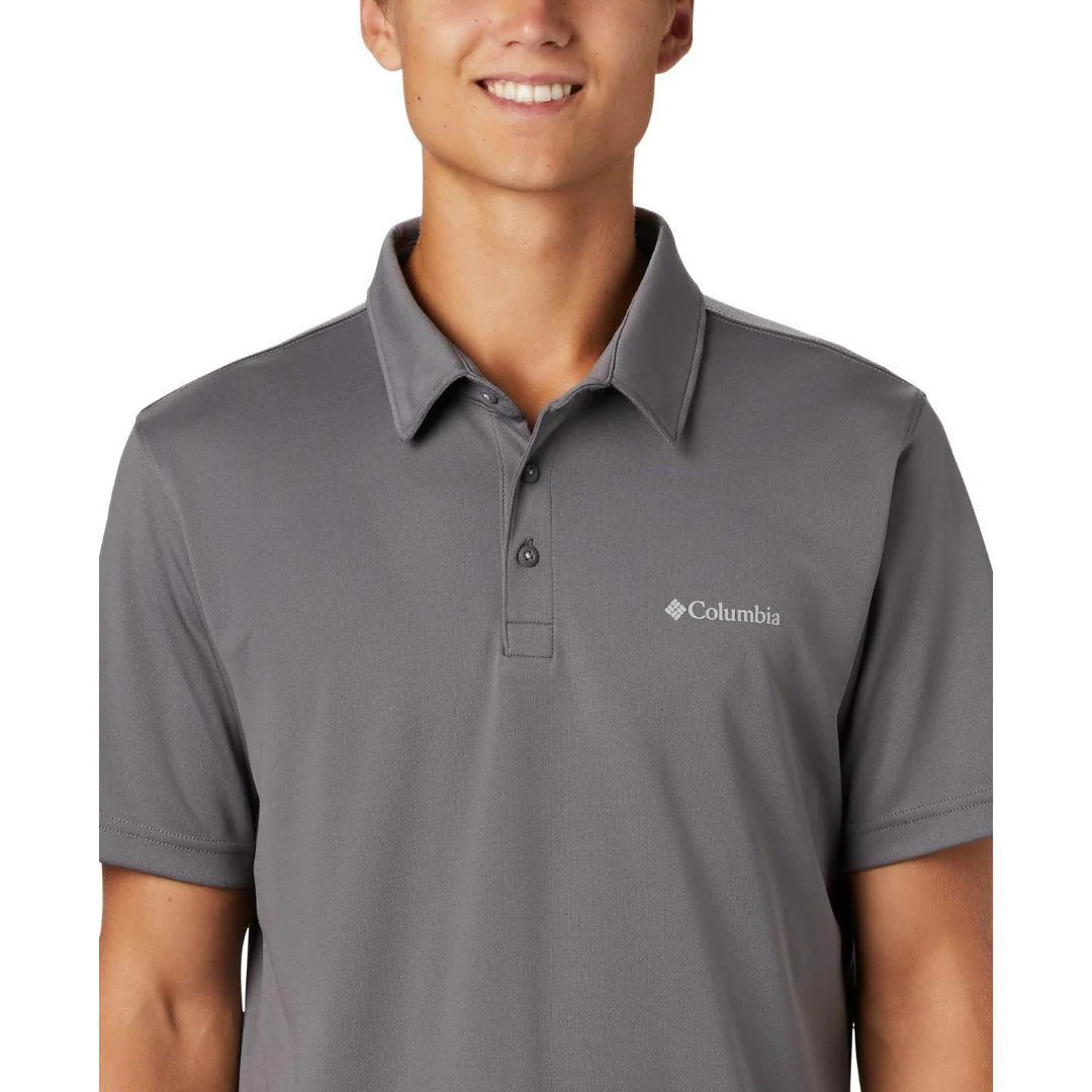 Columbia Men Grey M Mist Trail SS Polo (Sun Protection) - Image 2