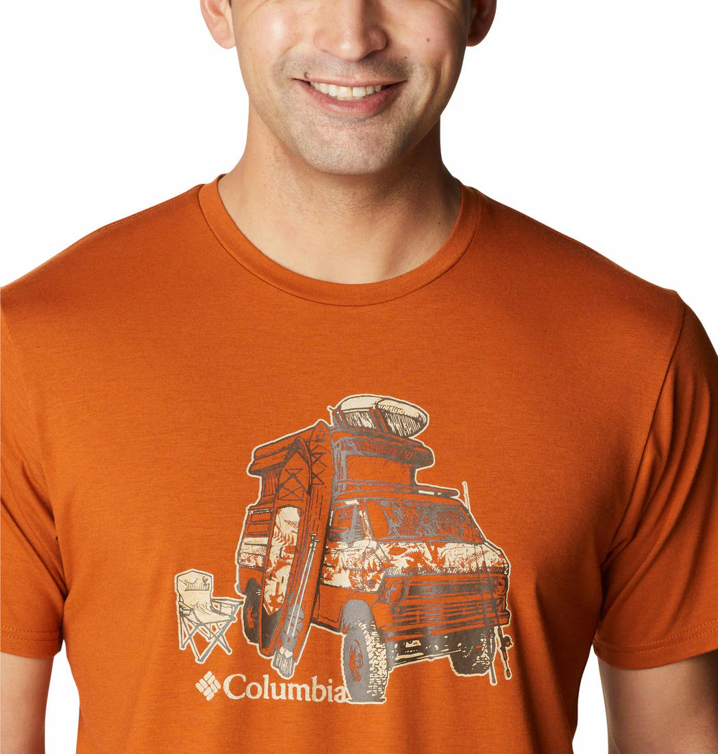 Columbia Men Orange Men's Sun Trek Short Sleeve Graphic Tee (Sun Protection) - Image 2