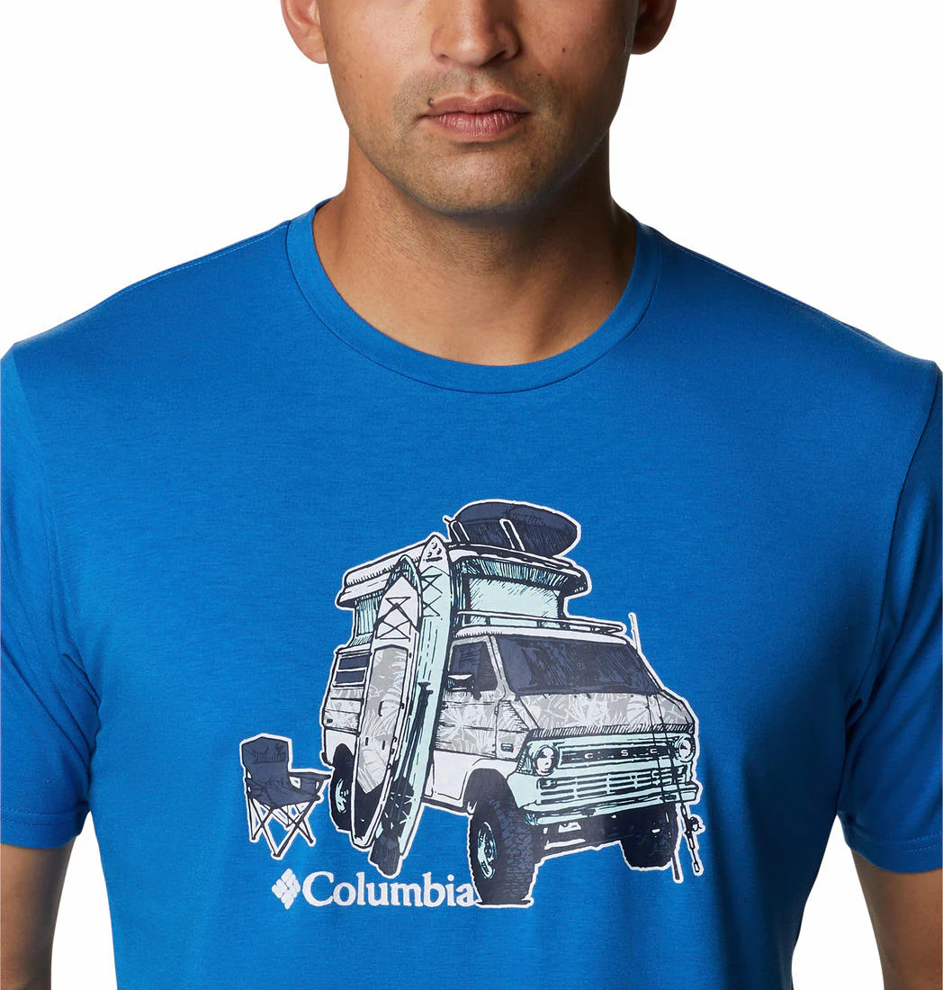 Columbia Men Blue Men's Sun Trek Short Sleeve Graphic Tee (Sun Protection) - Image 4