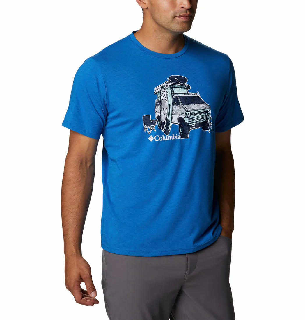 Columbia Men Blue Men's Sun Trek Short Sleeve Graphic Tee (Sun Protection) - Image 5