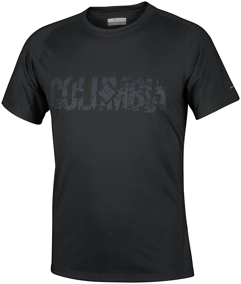Columbia Men Black Mountain Tech Logo S S Crew (Sun Protection)