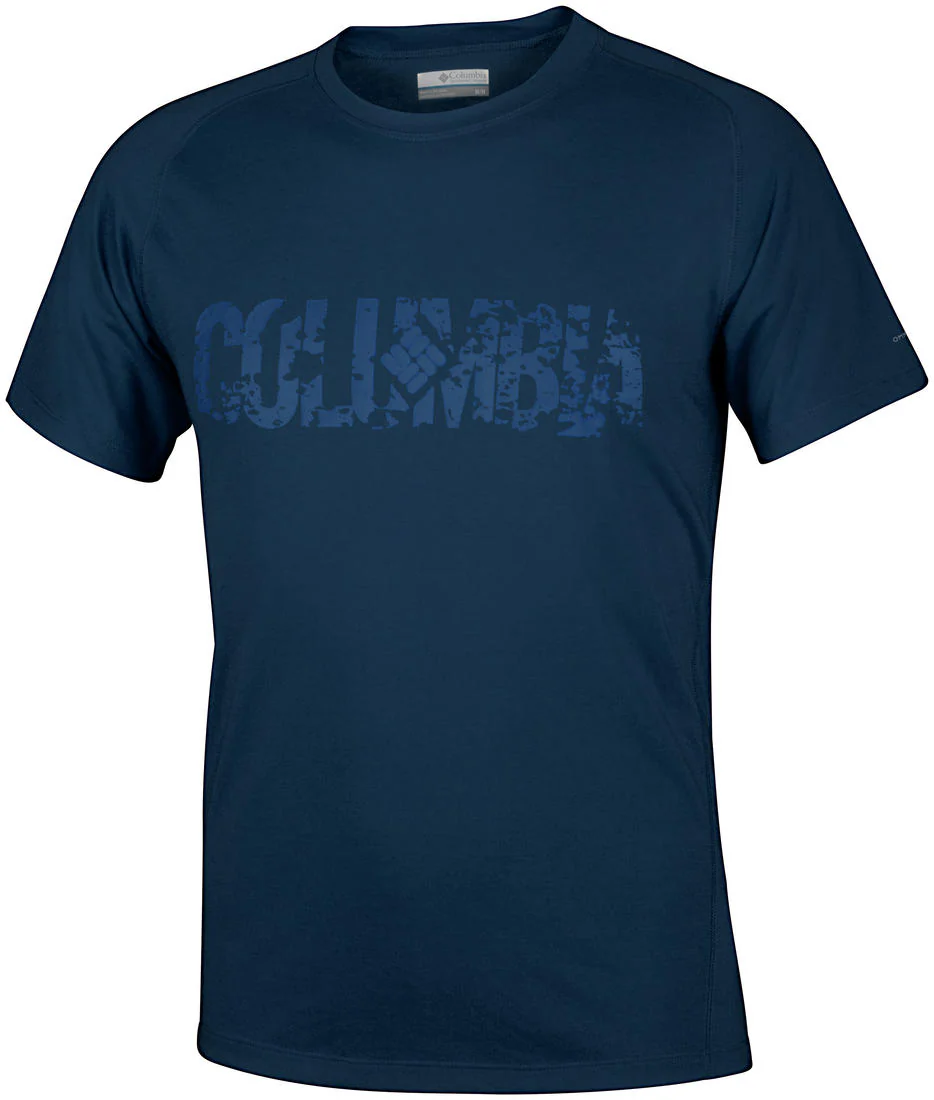 Columbia Men Blue Mountain Tech Logo S S Crew (Sun Protection)