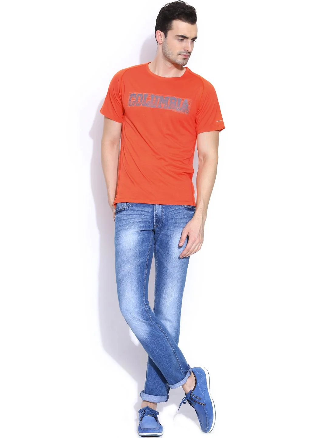 Columbia Men Orange Mountain Tech Logo S S Crew (Sun Protection) - Image 5