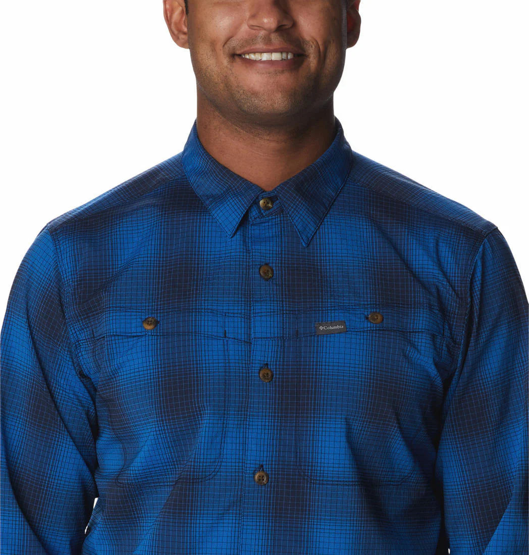 Columbia Men Blue Newton Ridge II Plaid Long Sleeve (Sun Protection) - Image 2