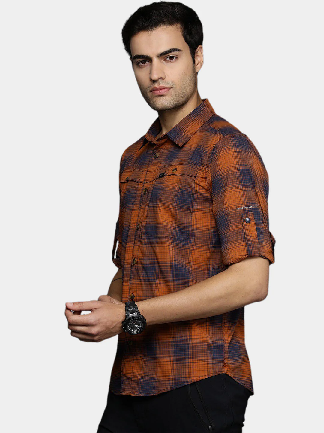 Columbia Men Orange Newton Ridge II Plaid Long Sleeve (Sun Protection) - Image 12