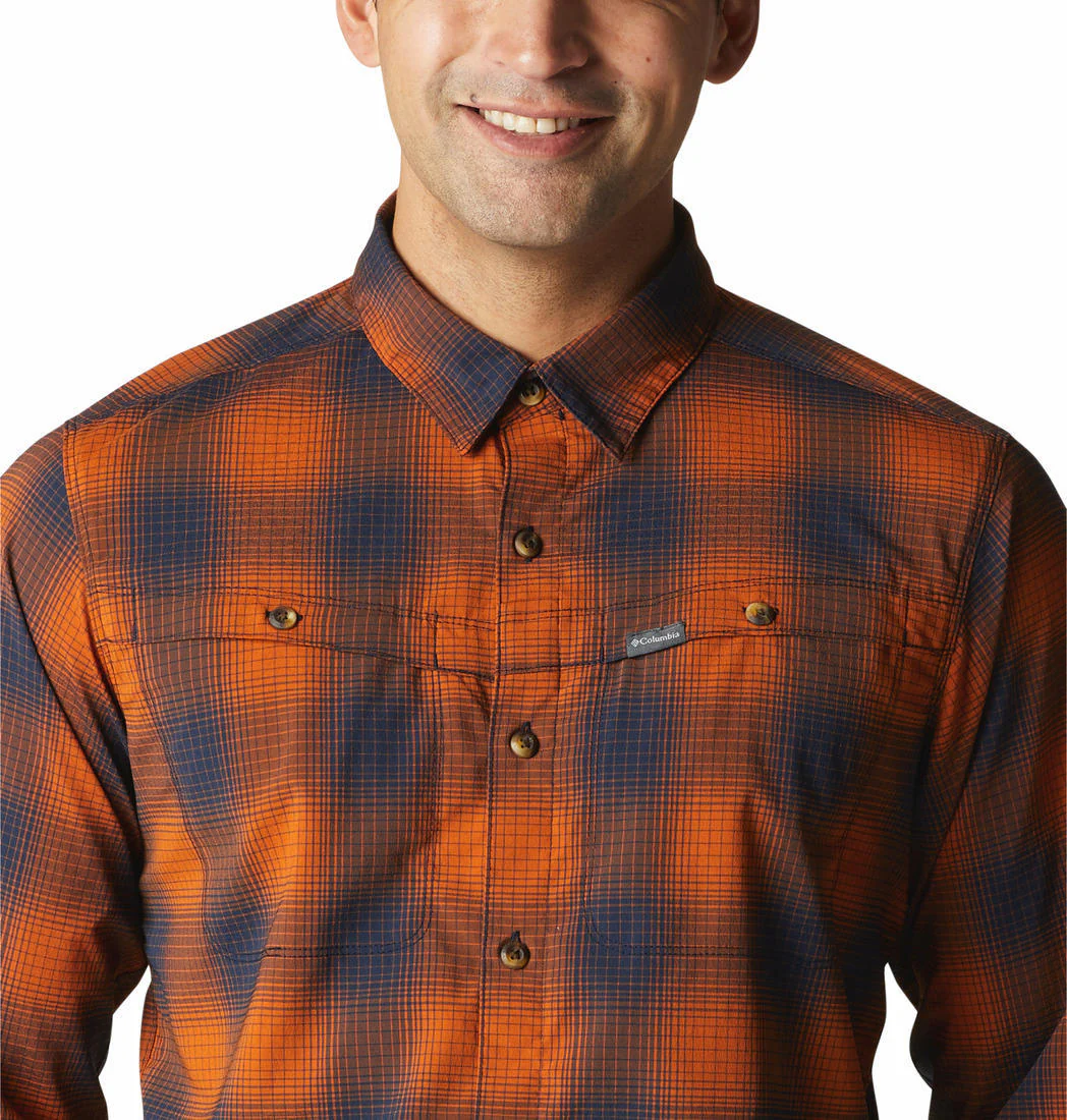 Columbia Men Orange Newton Ridge II Plaid Long Sleeve (Sun Protection) - Image 4