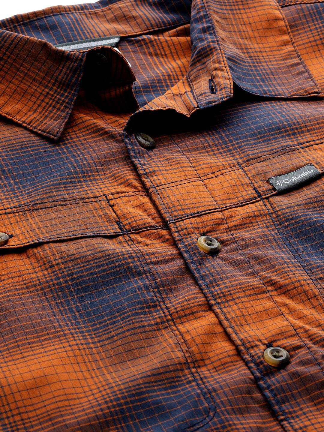 Columbia Men Orange Newton Ridge II Plaid Long Sleeve (Sun Protection) - Image 9